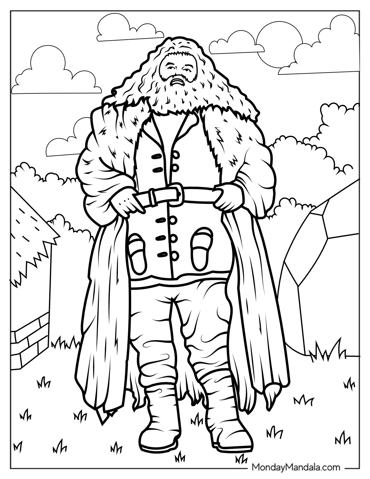 Full Body Rubeus Hagrid Coloring Page coloring page — printable line art