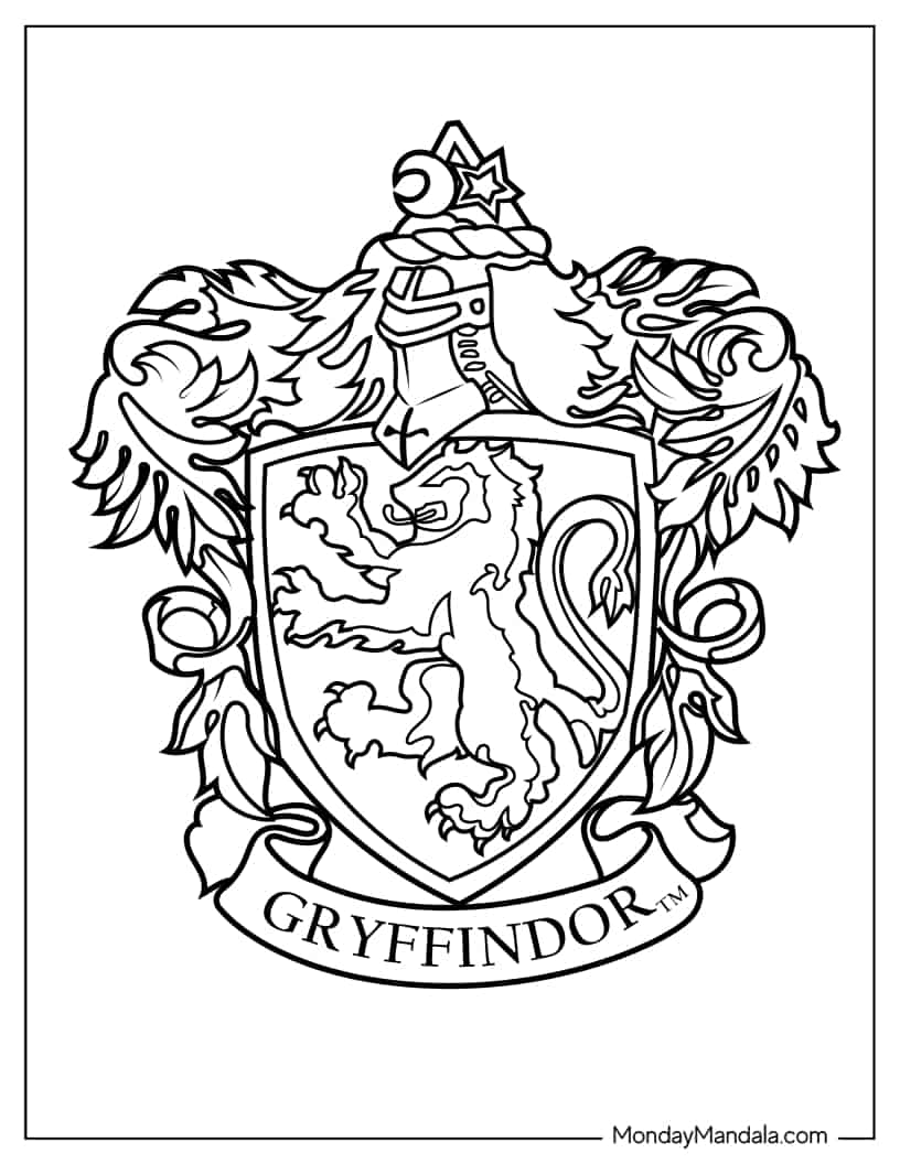 Gryffindor Coloring Sheet coloring page — printable line art