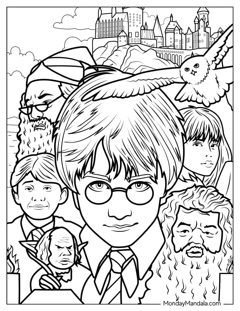 Harry Potter And The Sorcerers Stone Poster Coloring Page coloring page — printable line art