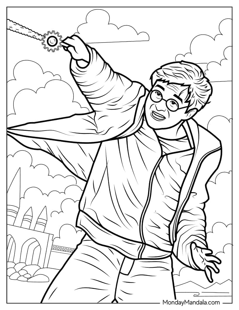 Harry Potter Casting Strong Spell coloring page
