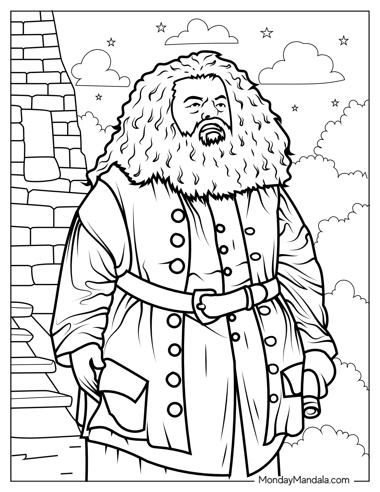 Realistic Rubeus Hagrid Coloring Sheet coloring page — printable line art