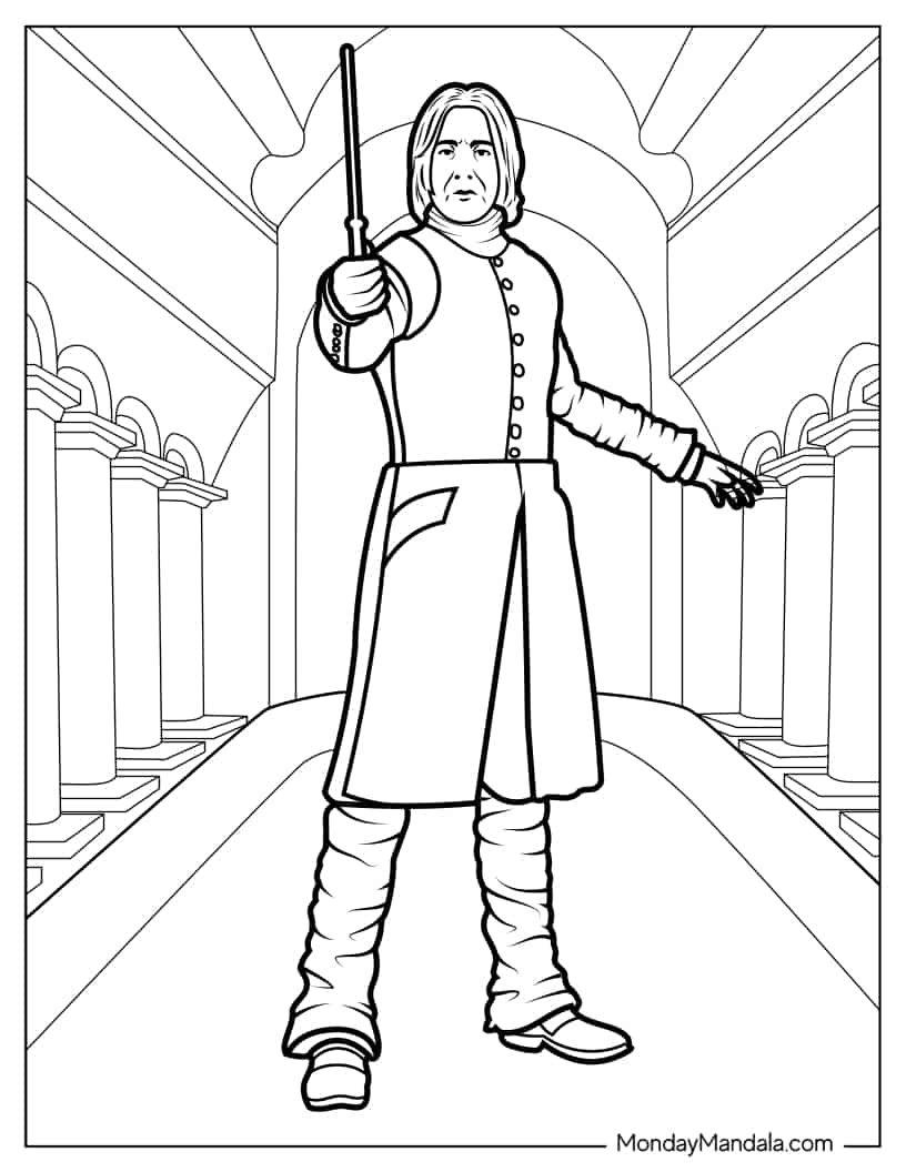 Severus Snape About To Cast Spell coloring page
