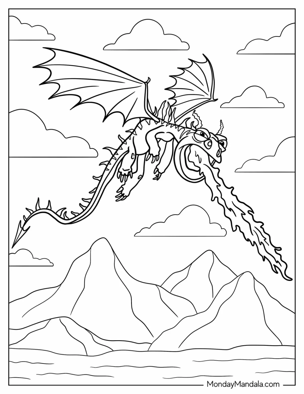 How To Train Your Dragon Coloring Page of Armorwing Breathin Fire coloring page
