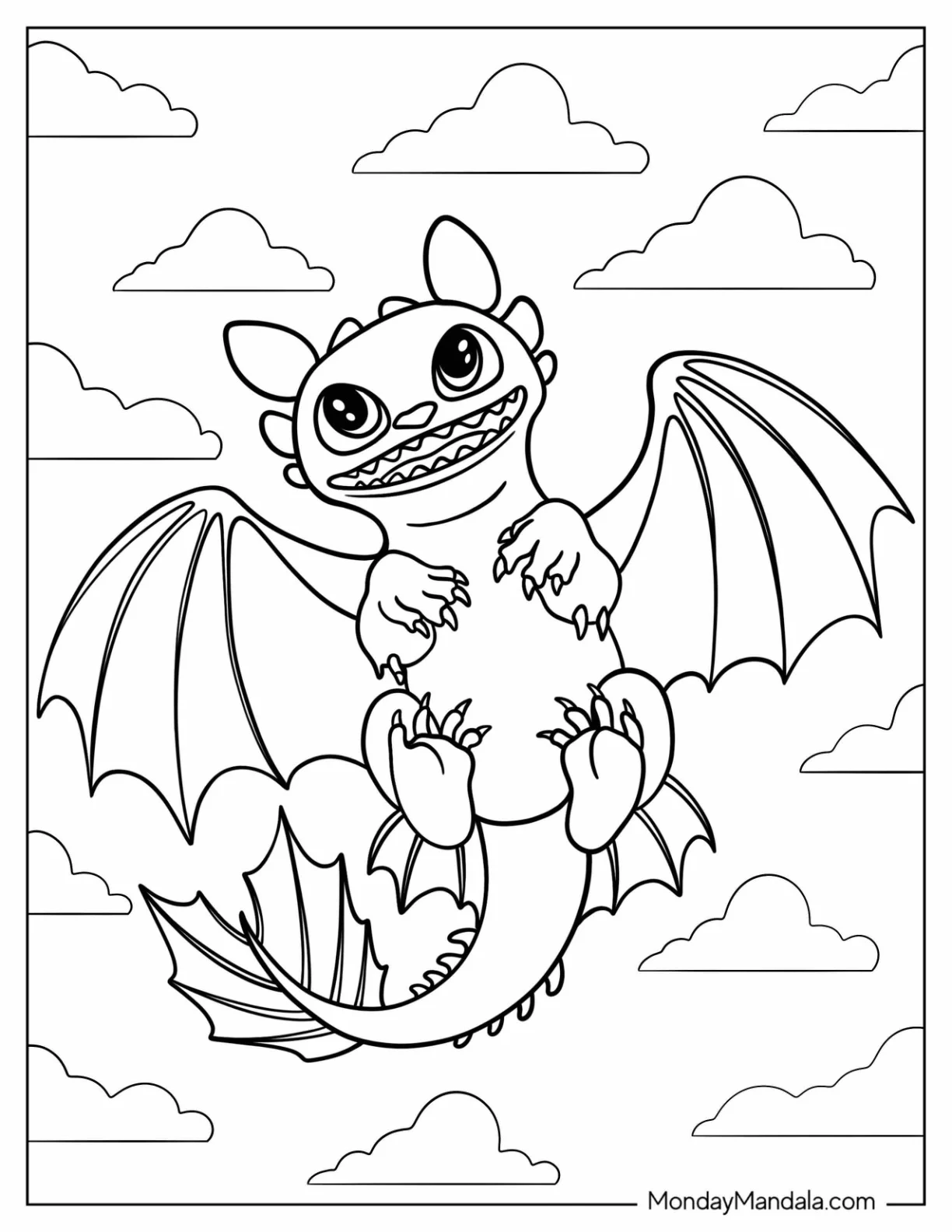 How To Train Your Dragon Coloring Page of Baby Toothless coloring page
