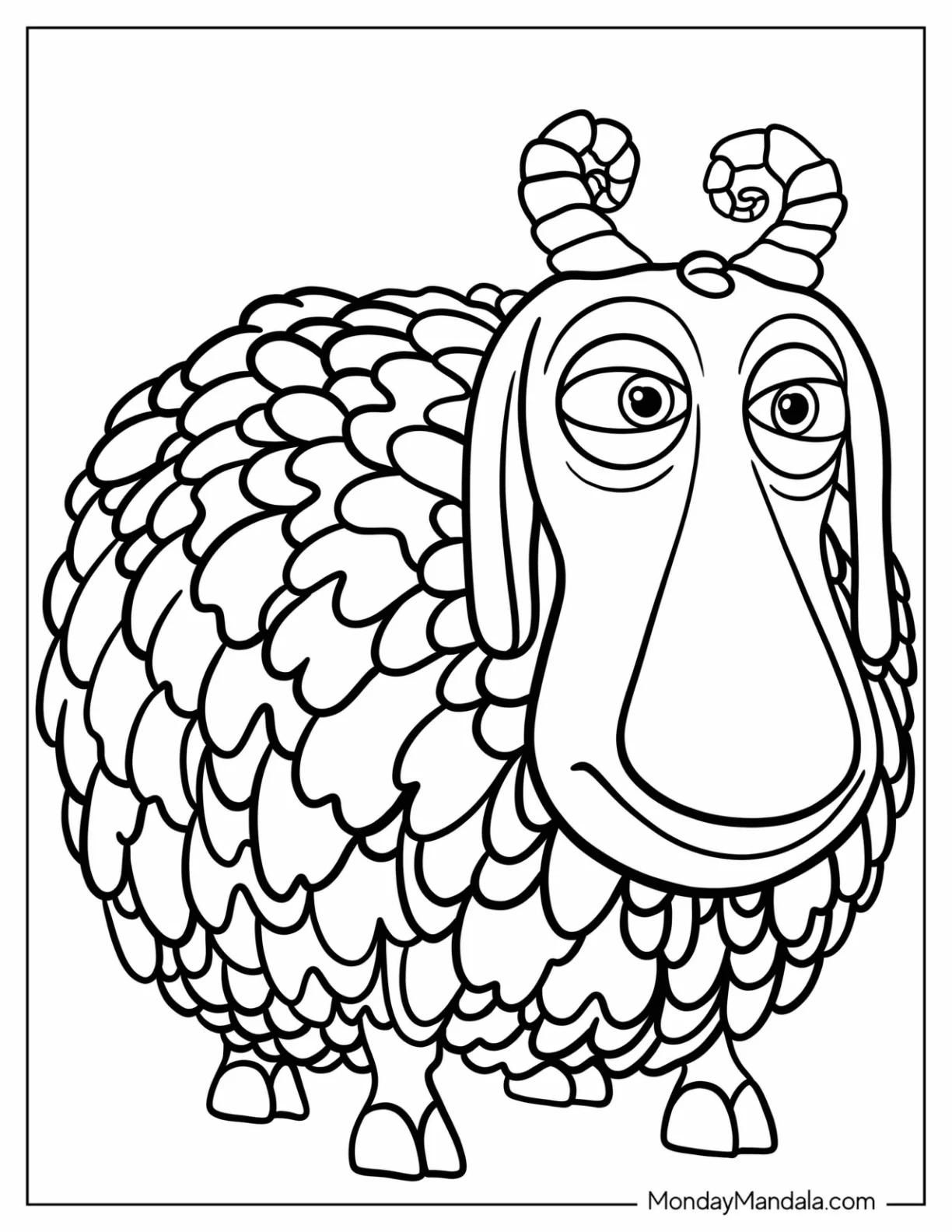 How To Train Your Dragon Coloring Page of Detailed Haggis The Sheep For Kids coloring page — printable line art