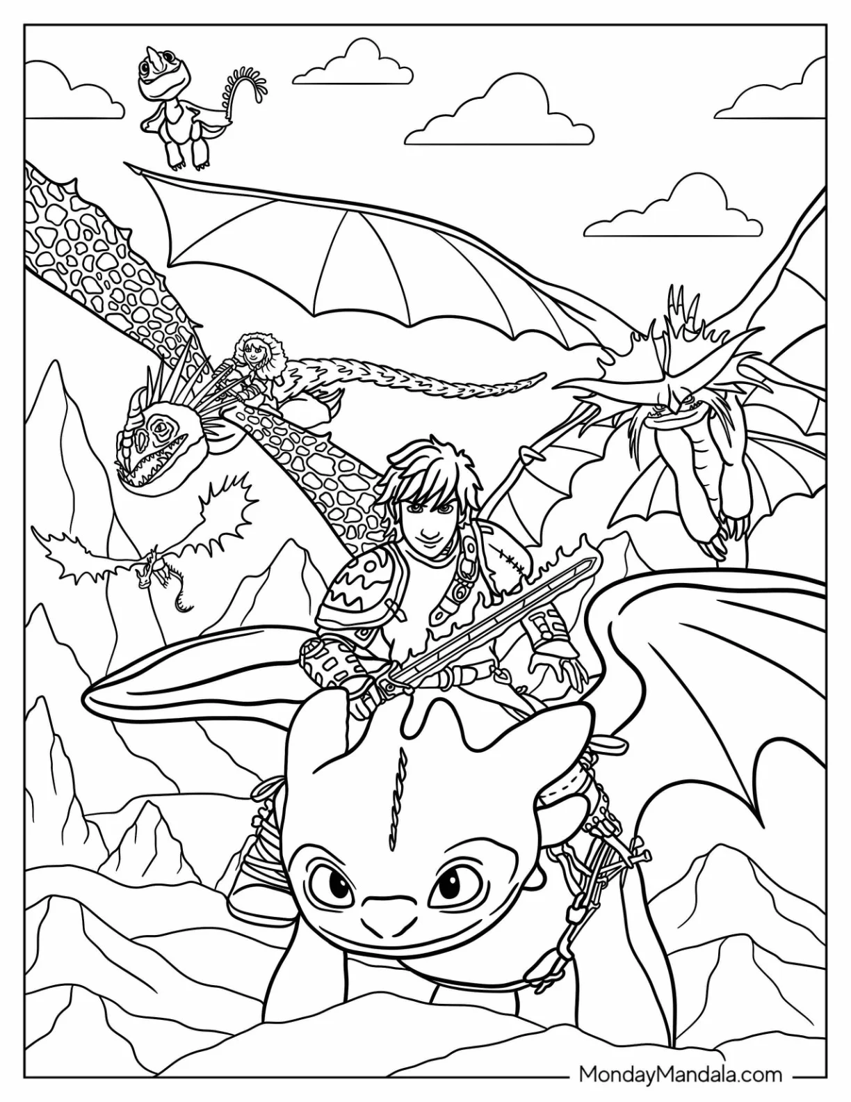 How To Train Your Dragon Coloring Page Of Detailed Poster coloring page