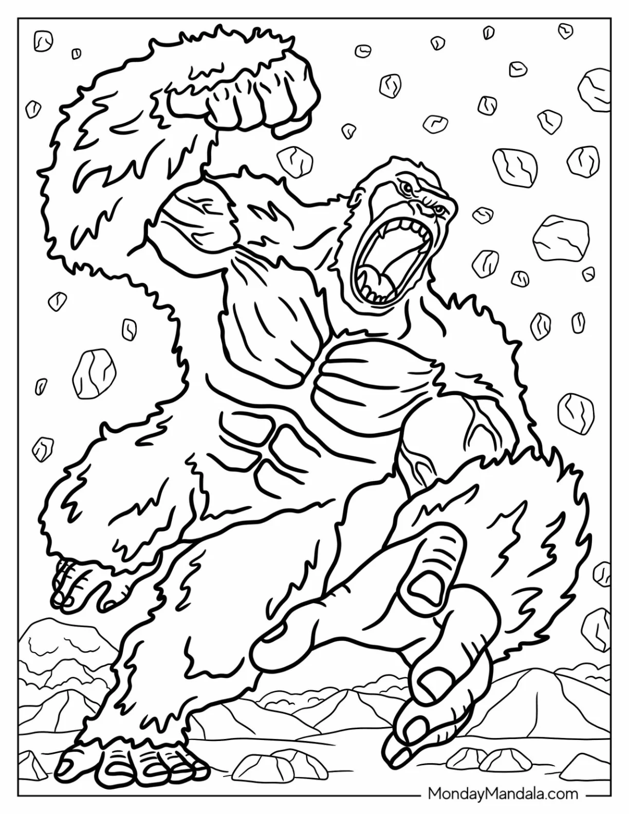 King Kong Coloring Page Running coloring page