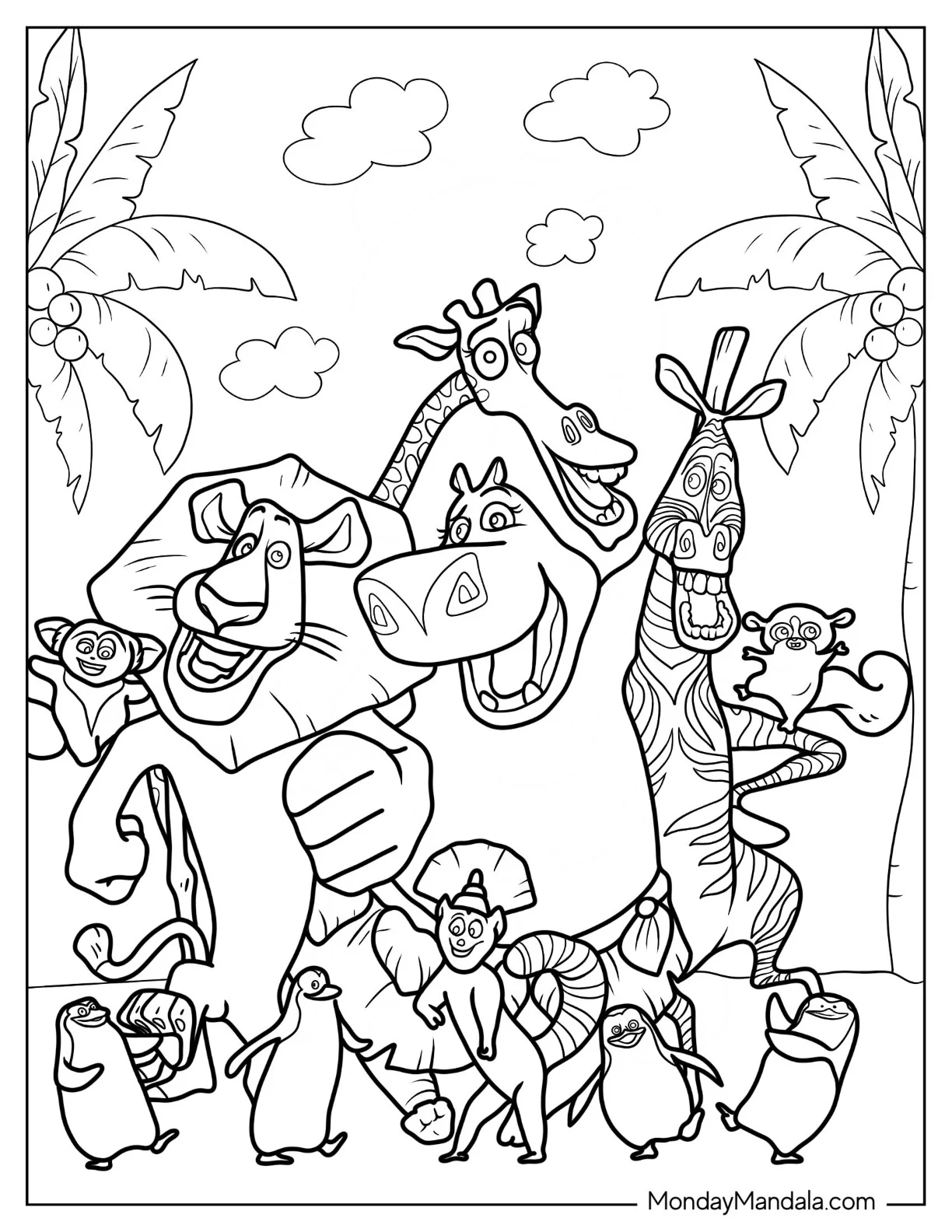 Detailed Madagascar Coloring Page Poster coloring page