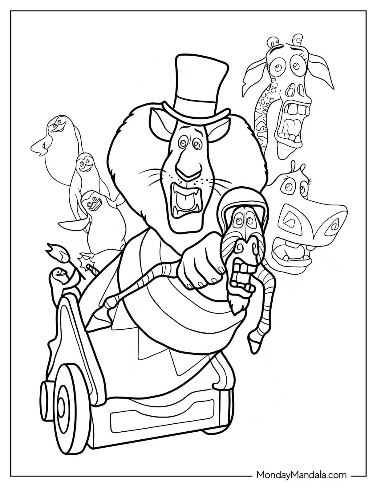 Madagascar Coloring Page Of Alex And Marty Inside Circus Canon coloring page