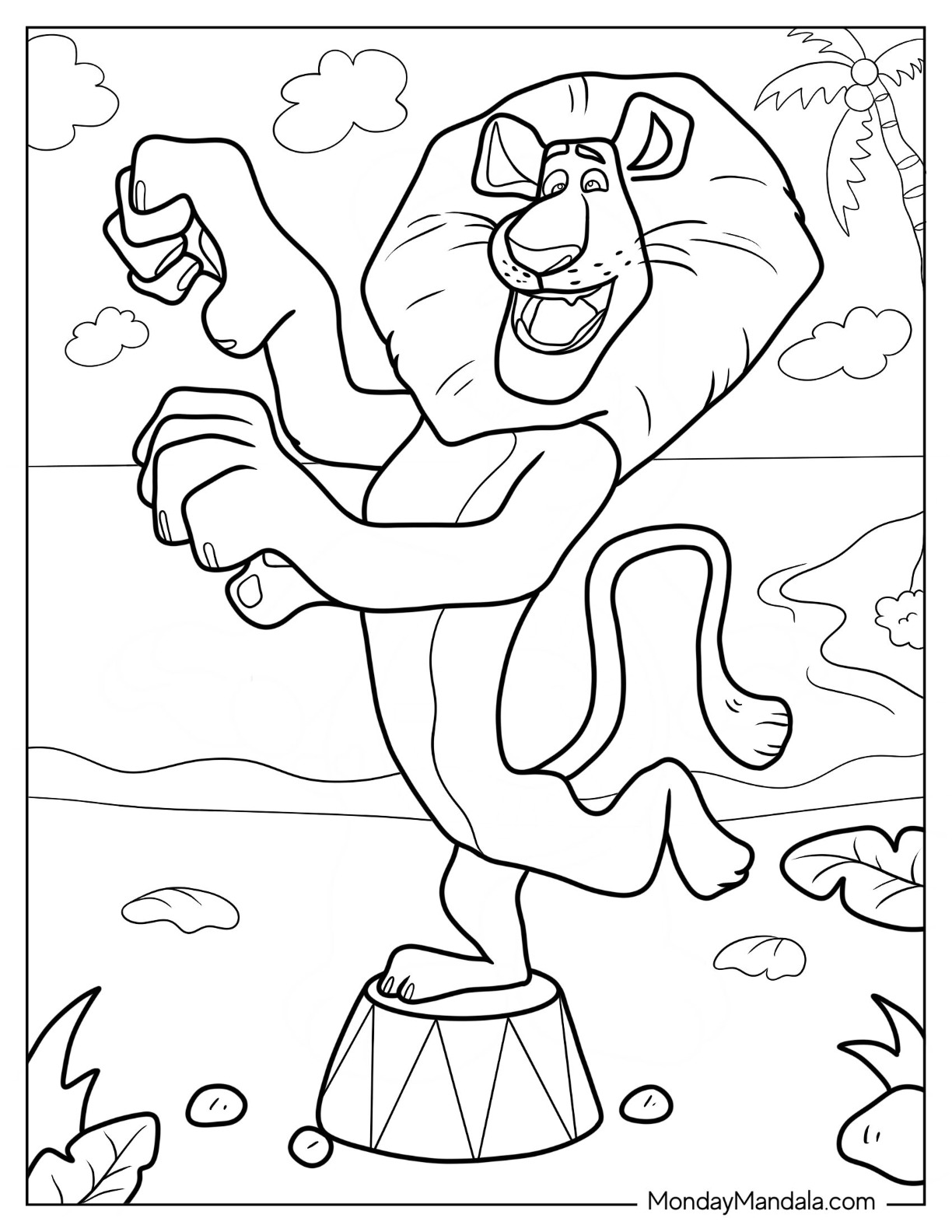 Madagascar Coloring Page Of Alex The Lion In Iconic Pose coloring page