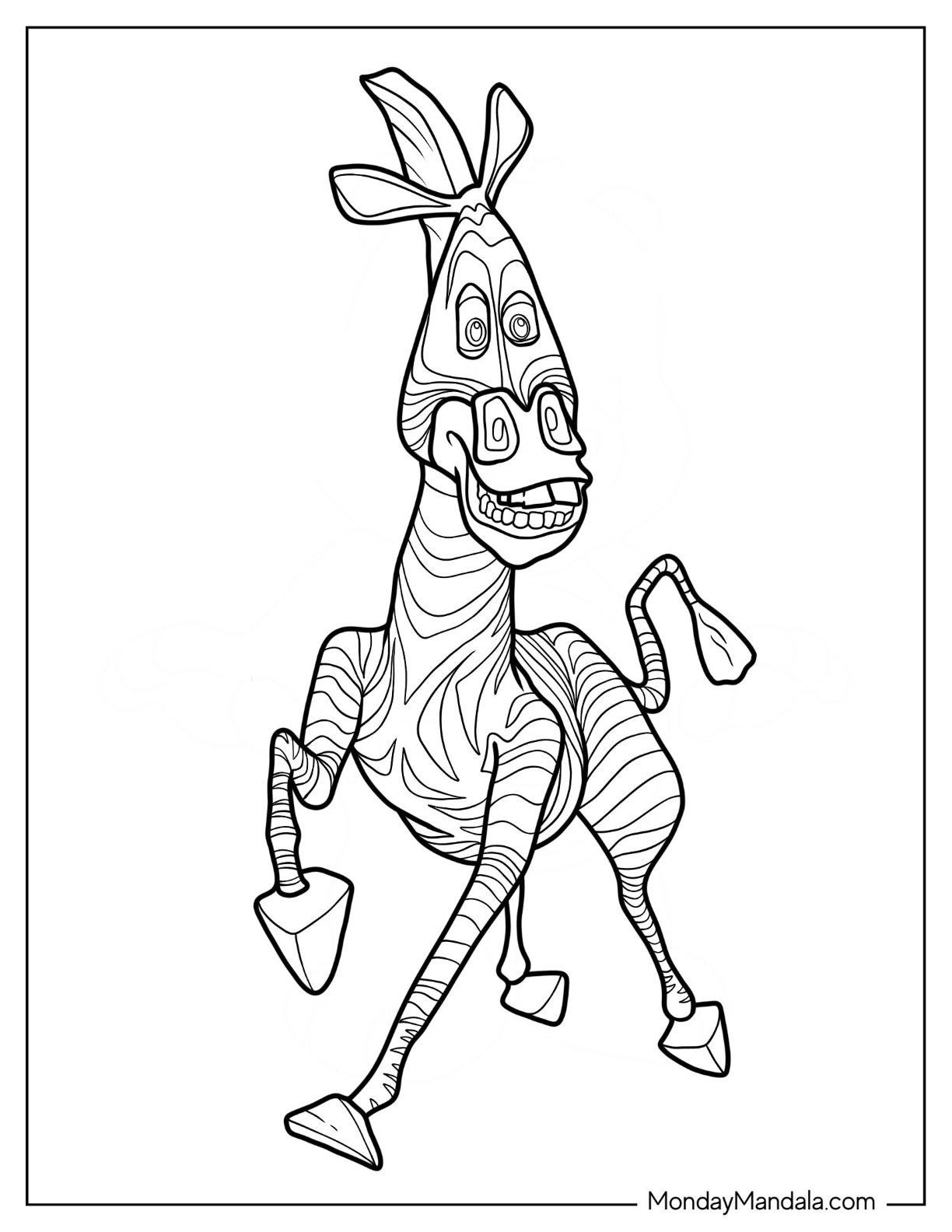Madagascar Coloring Page Of Detailed Marty The Zebra coloring page