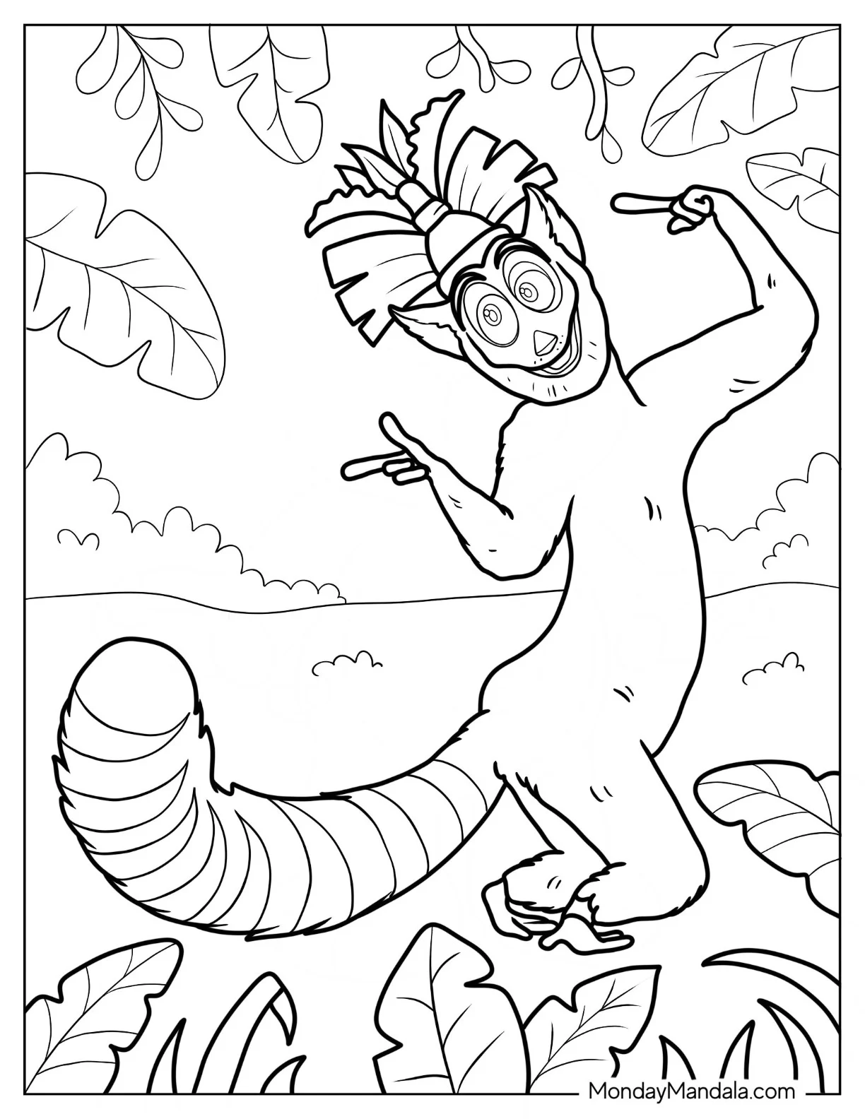 Madagascar Coloring Page Of King Julien Ring tailed Lemur coloring page