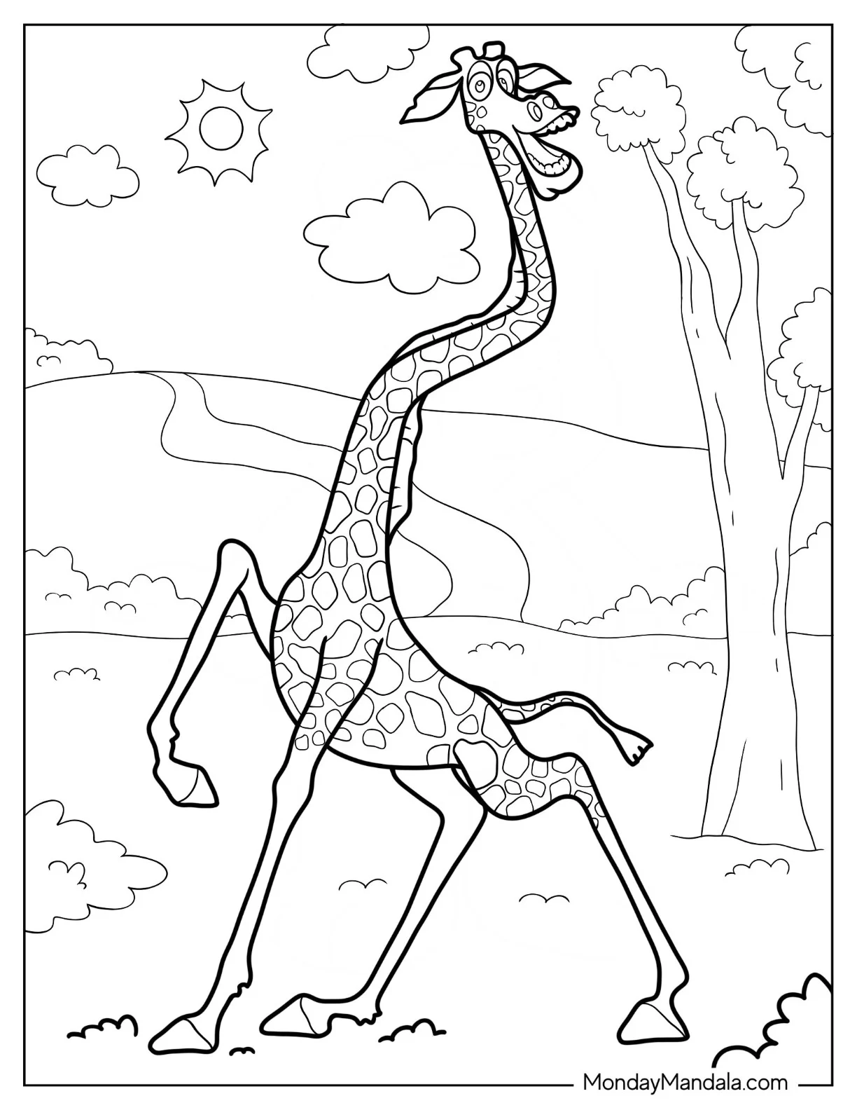 Madagascar Coloring Page Of Melman The Giraffe coloring page — printable line art