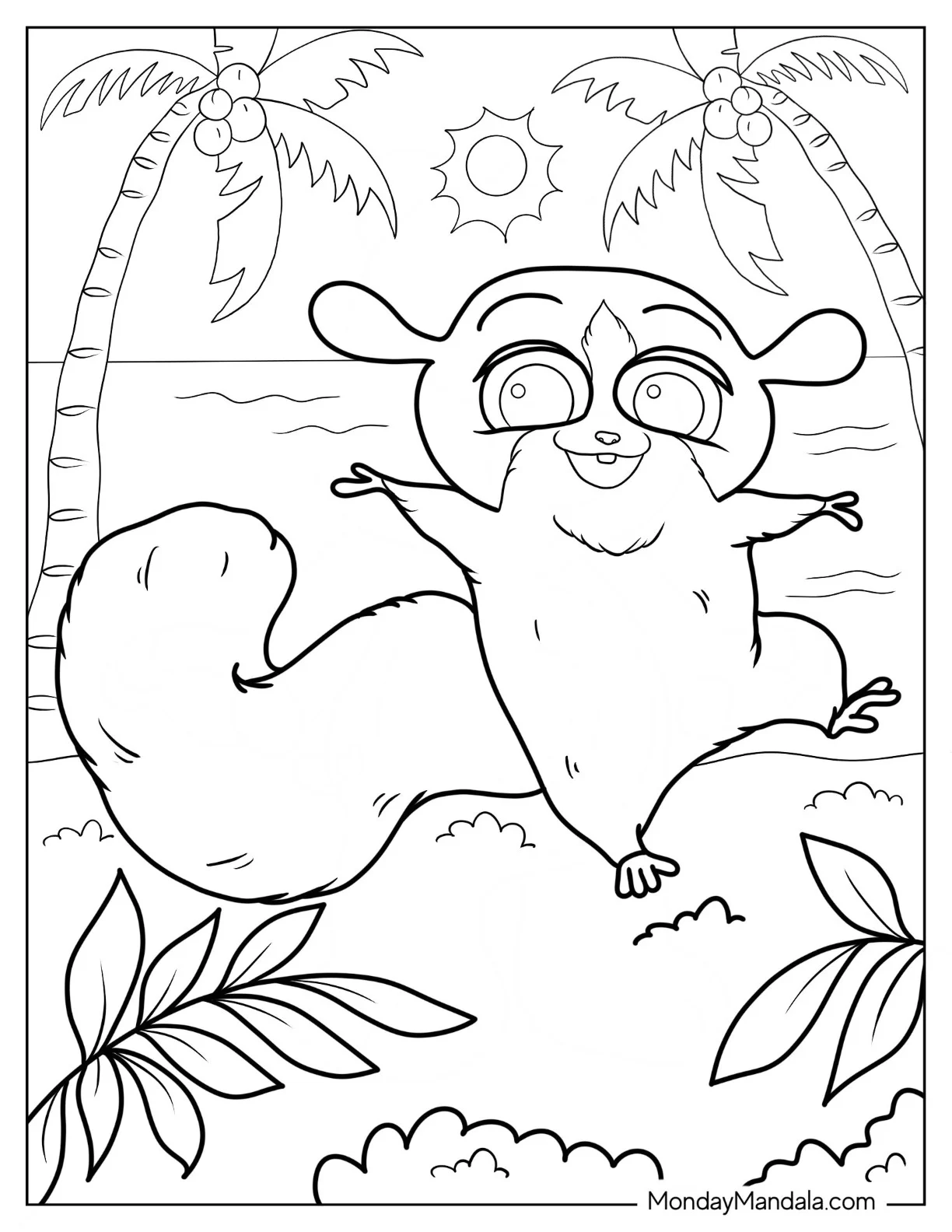 Mort The Mouse Lemur In Madagascar Coloring Page coloring page