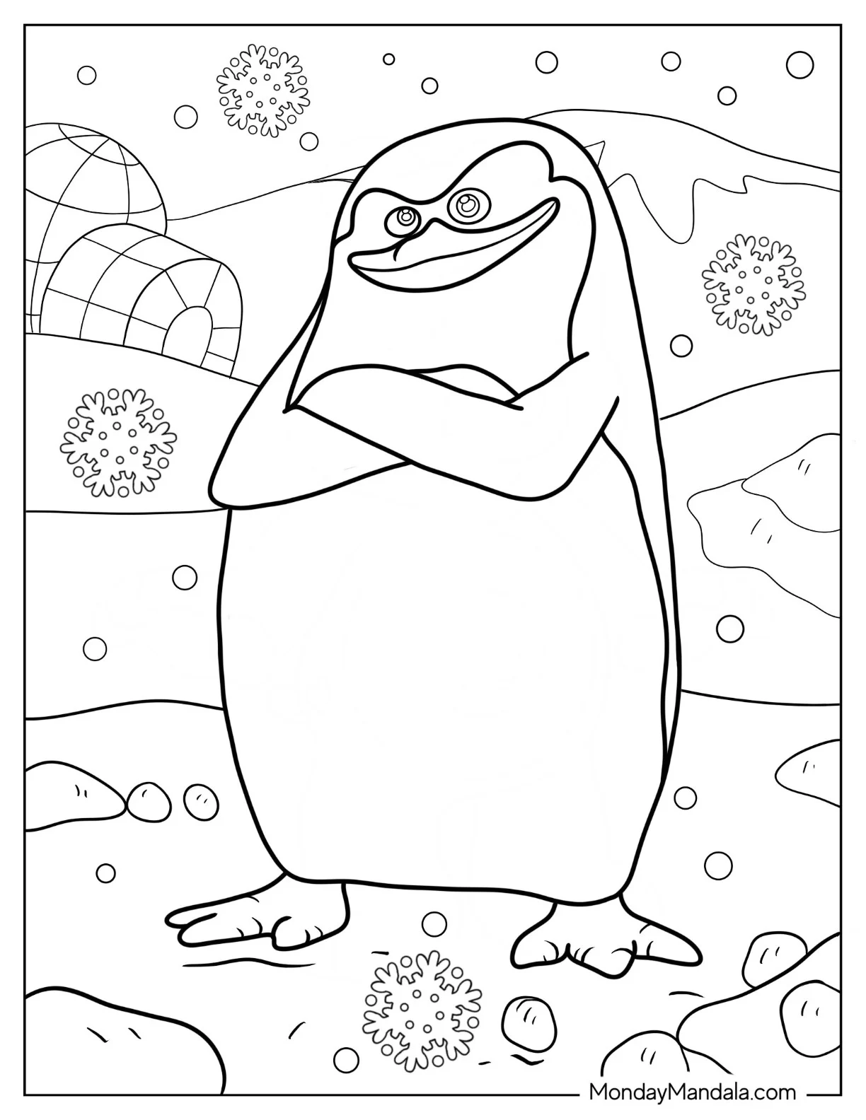 Skipper From Penguins Of Madagascar Coloring Page In Winter coloring page