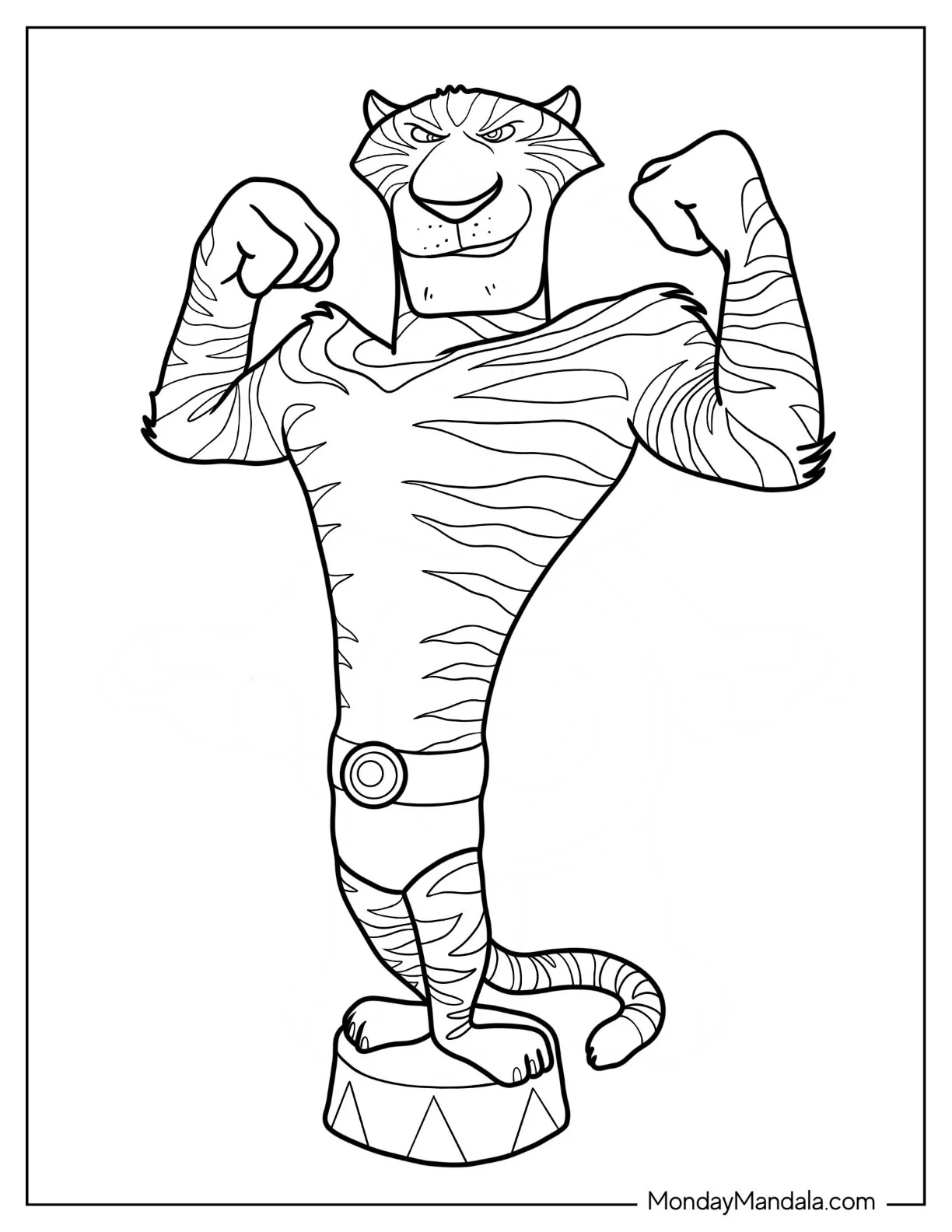 Vitaly The Tiger Madagascar Coloring Page For Kids coloring page