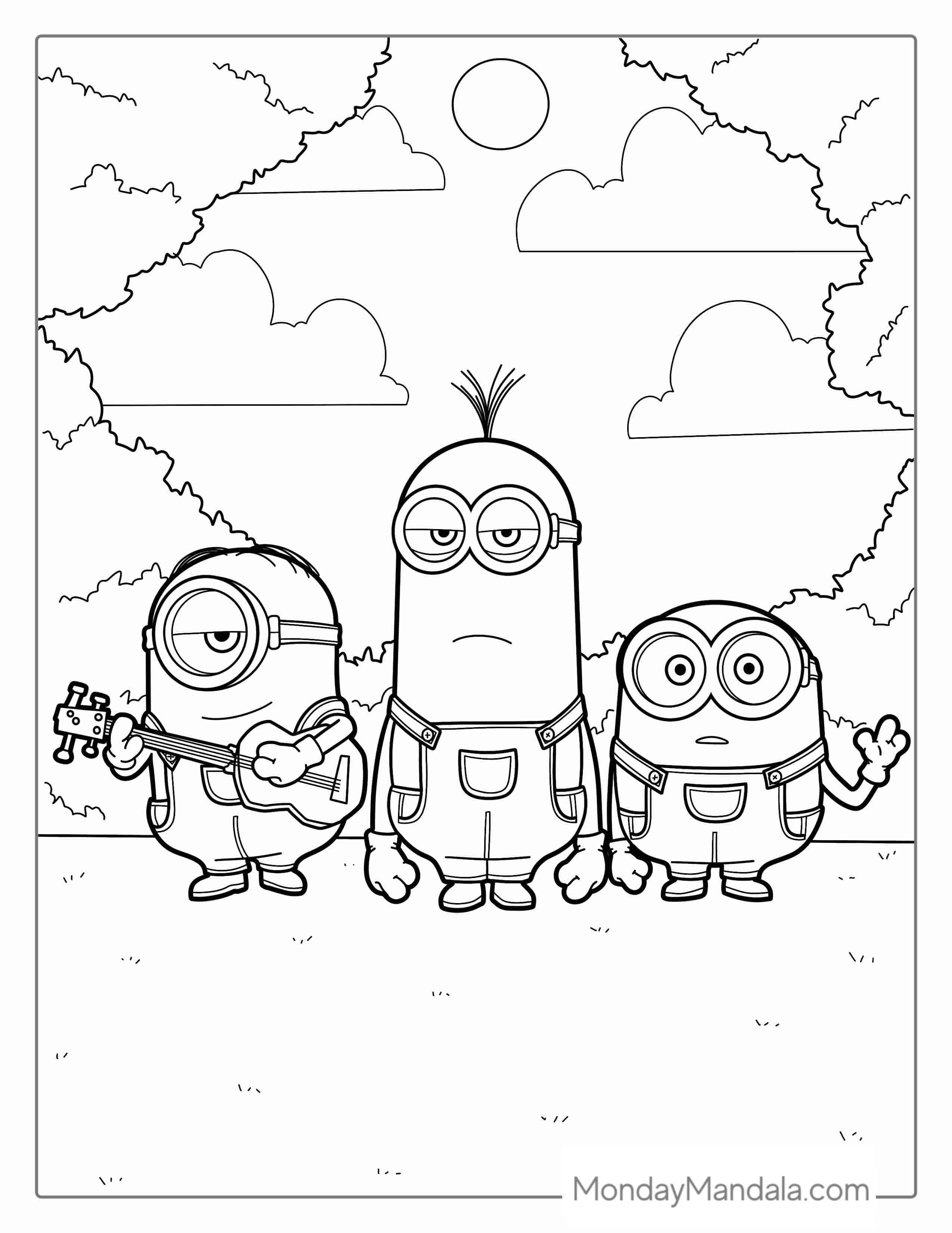 Bob, Kevin And Stuart Minion Coloring Sheet coloring page