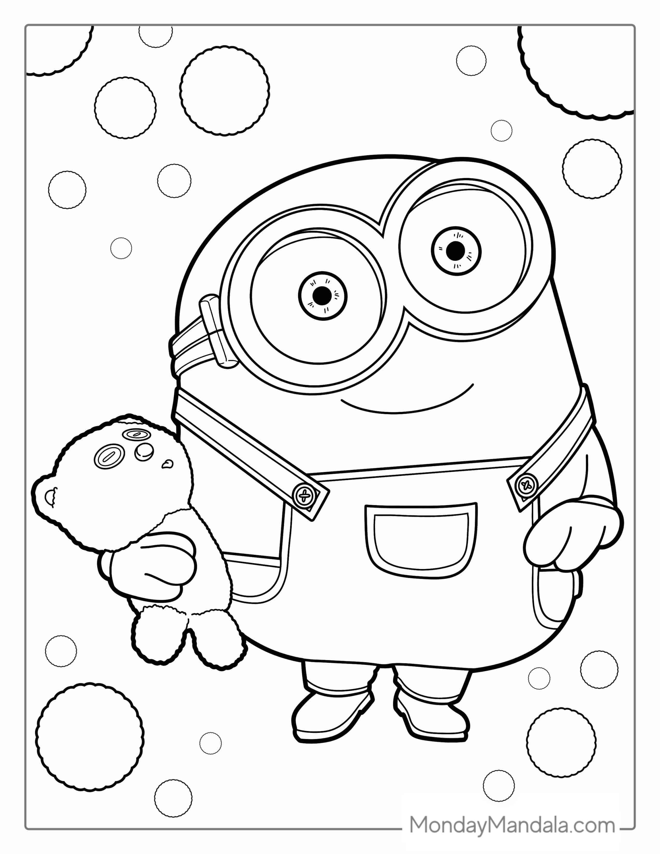 Cute Minion Bob Coloring Page For Kids coloring page