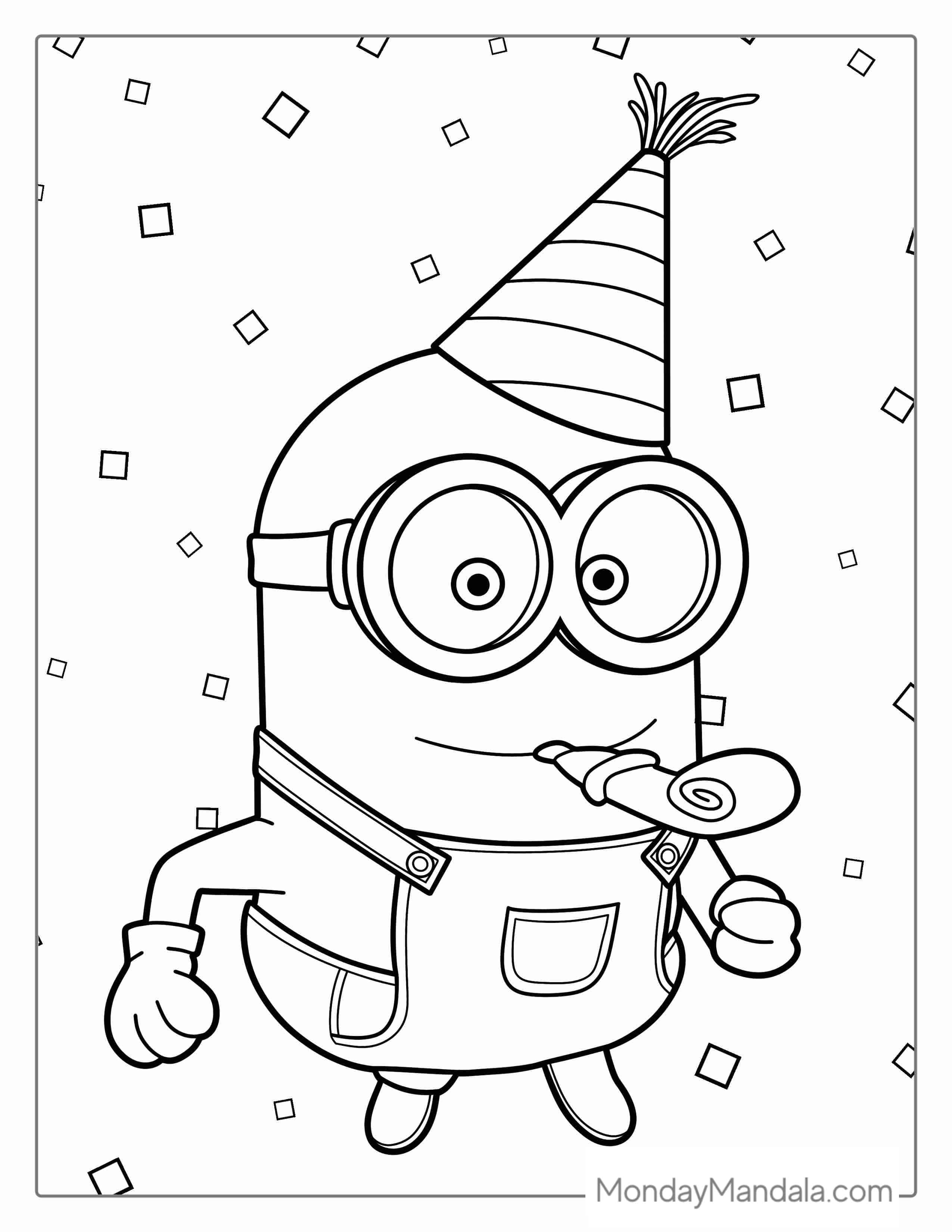 Happy Birth Minion Bob Coloring Page coloring page