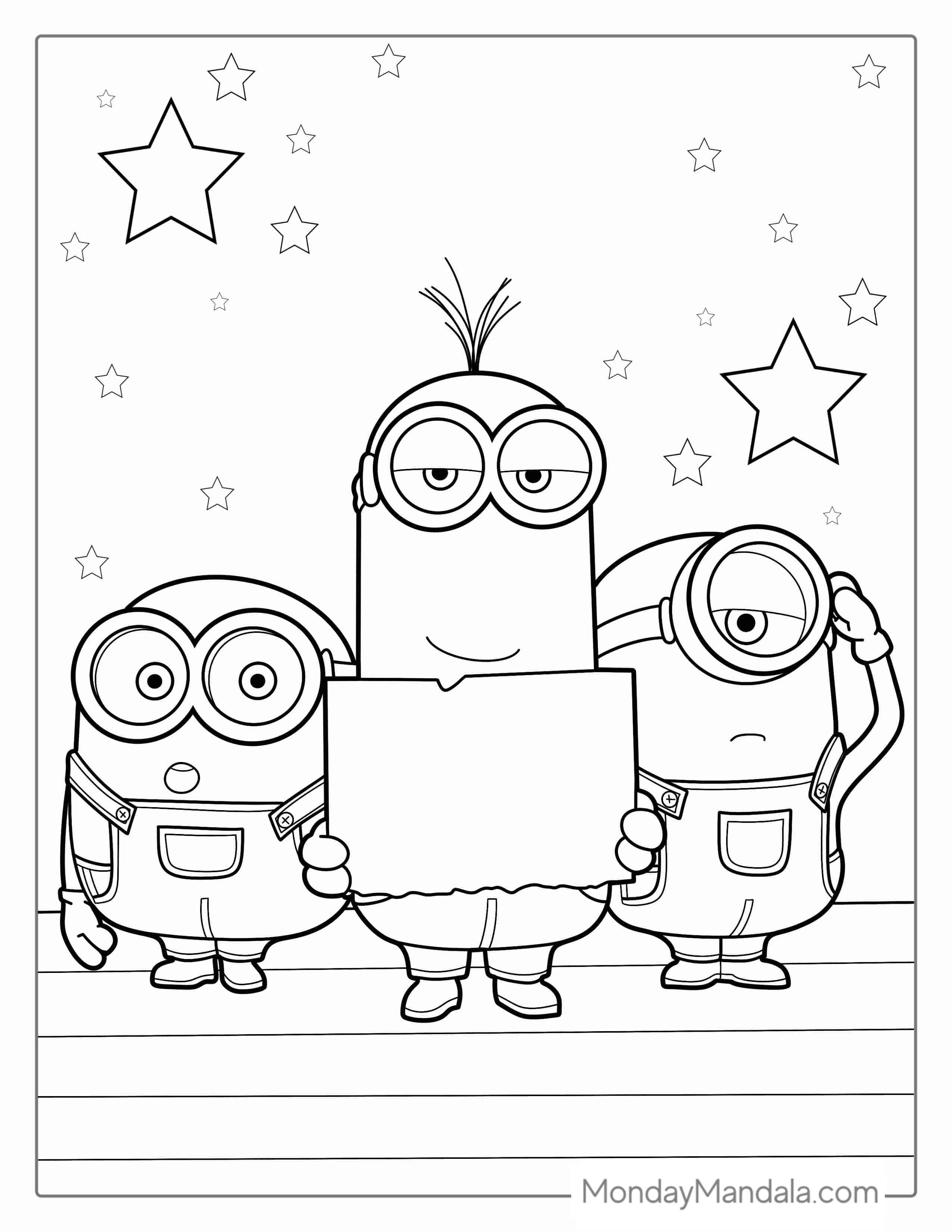 Kevin, Stuart And Bob Coloring Picture For Kids coloring page