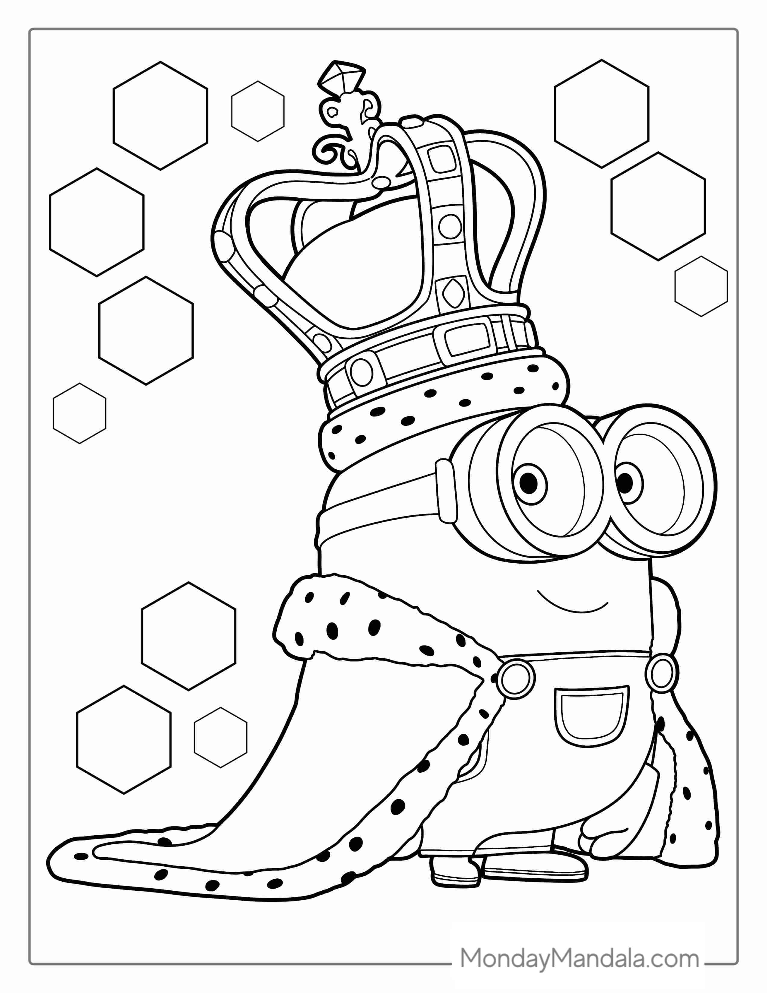 King Minion Bob Coloring Page For Kids coloring page