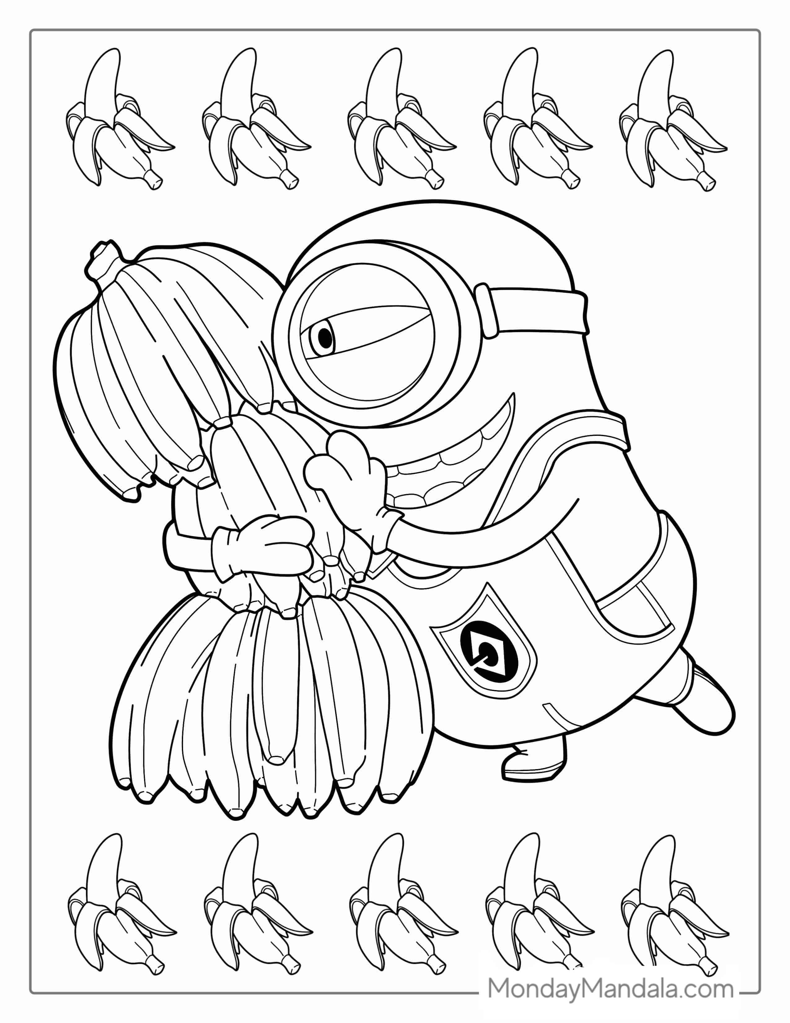 Minion Banana Coloring Page For Kids coloring page