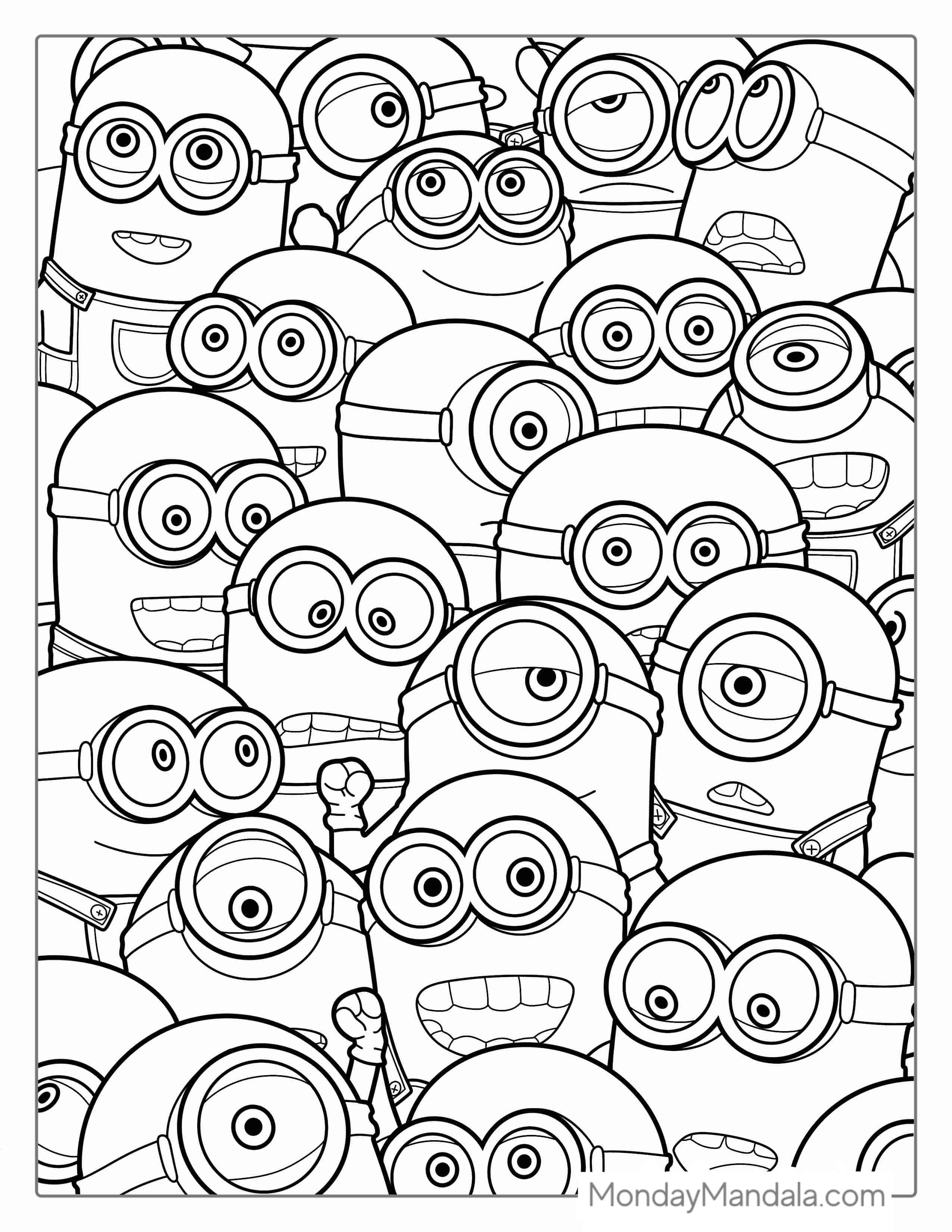 Minion Family Full Page Coloring Picture coloring page