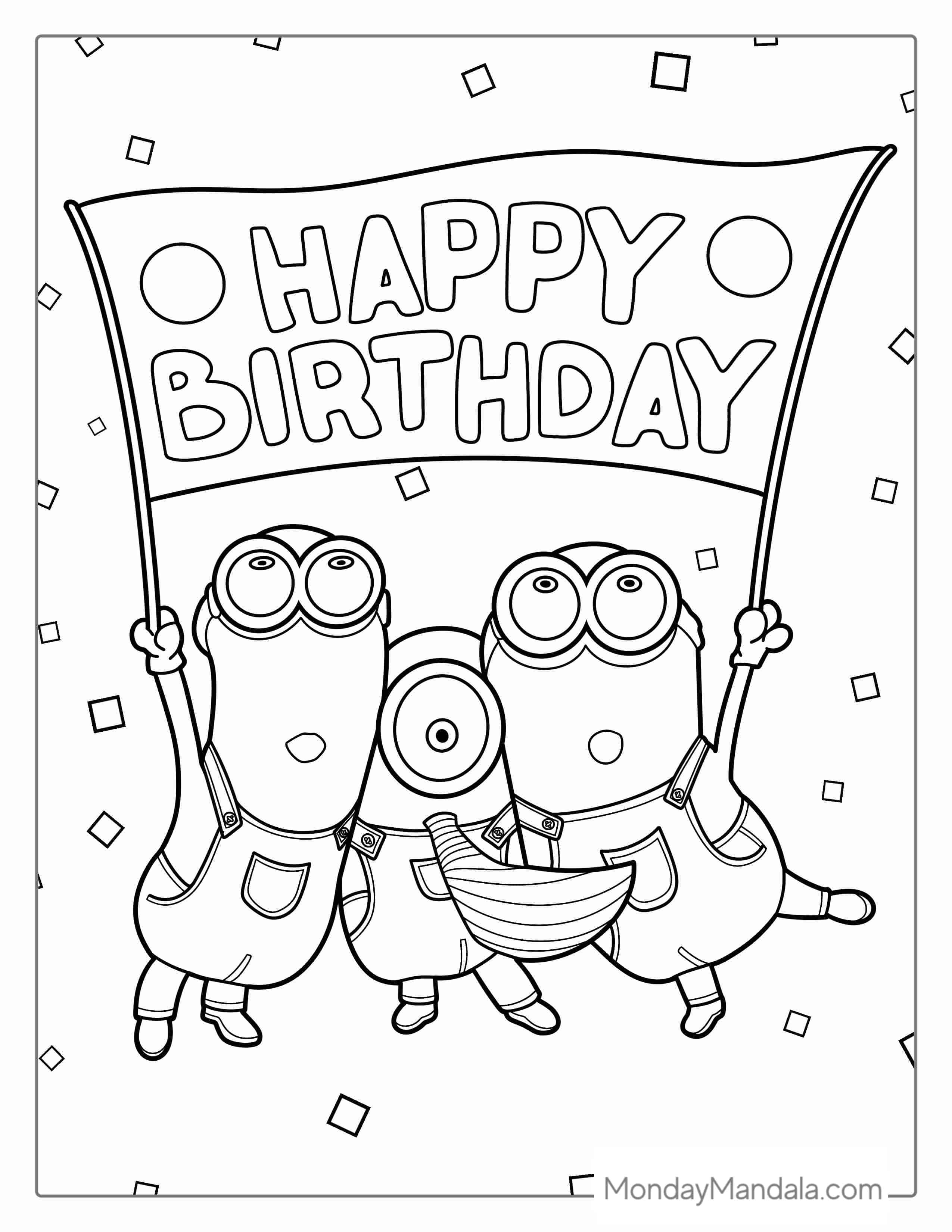 Minion Happy Birthday Coloring Page coloring page