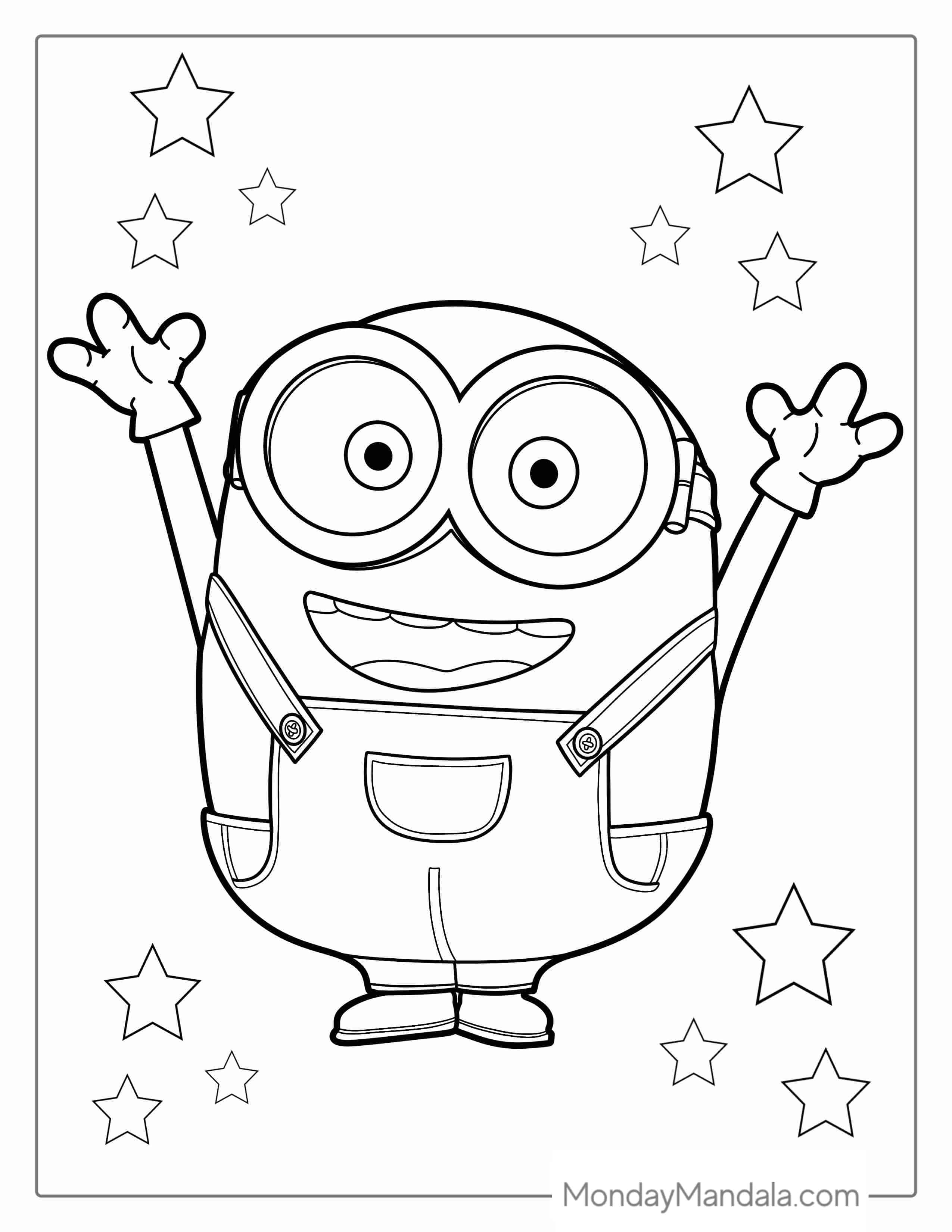 Simple Outline Of Minion Bob To Color coloring page