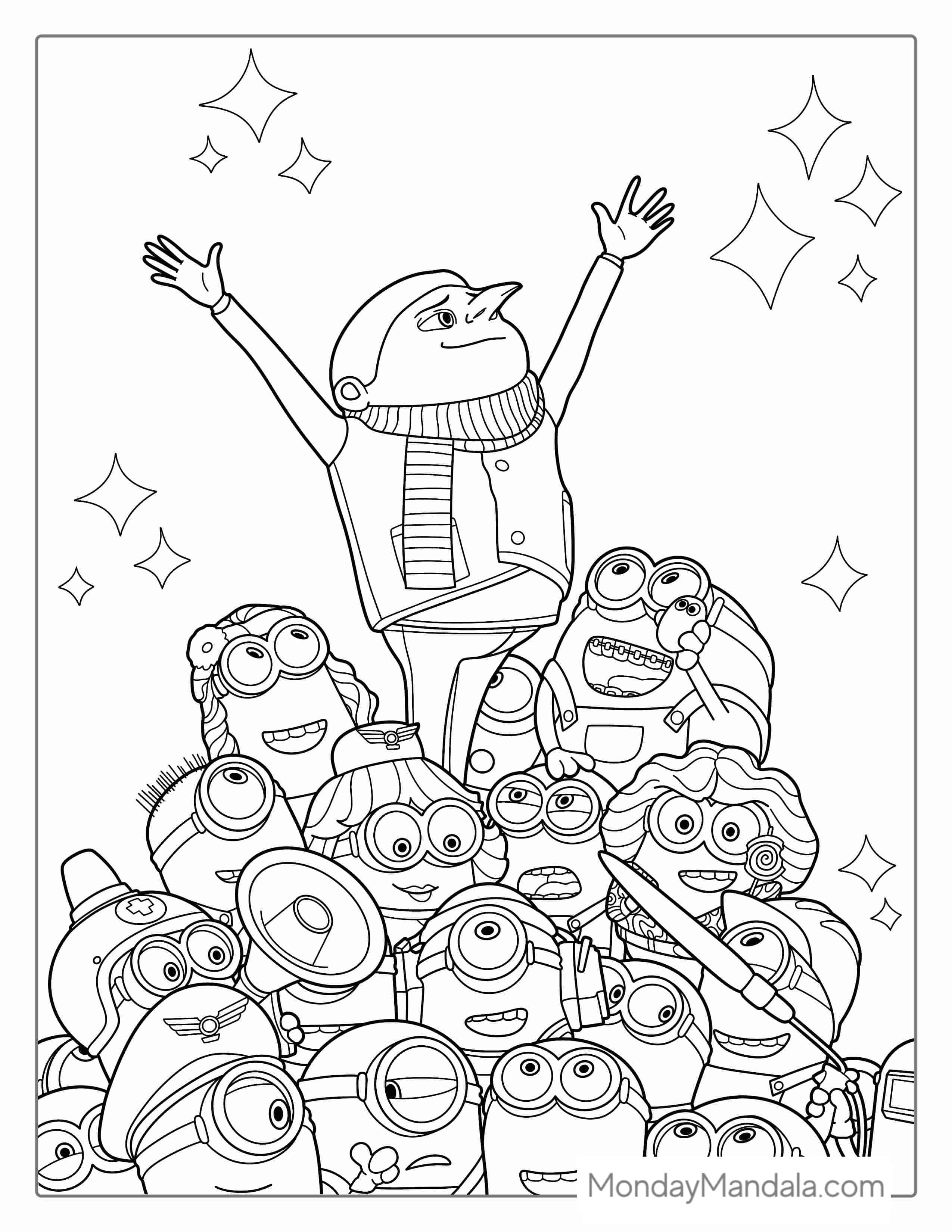 Young Gru With Minions Coloring Picture coloring page