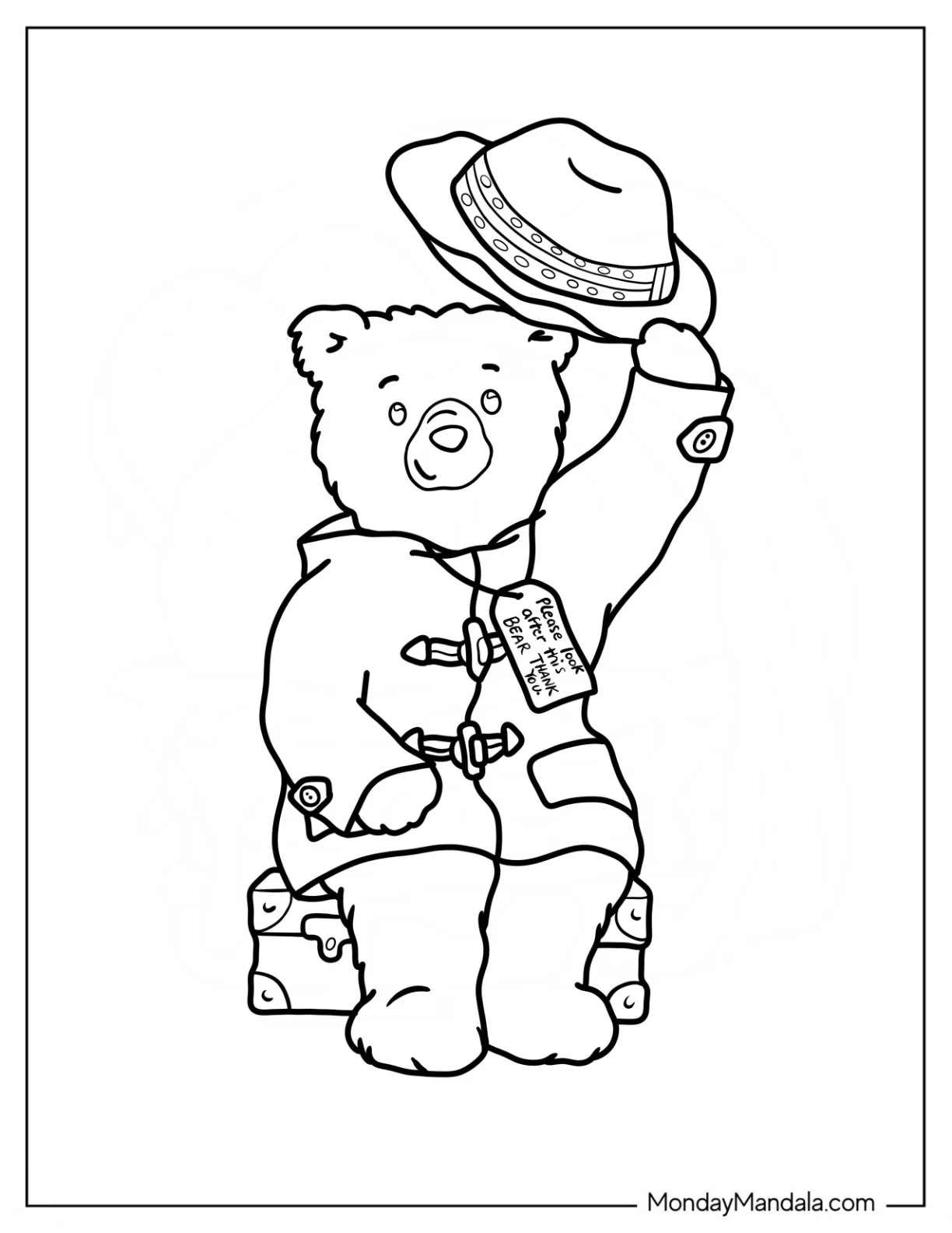 Paddington Coloring Page Tipping His Hat For Preschoolers coloring page