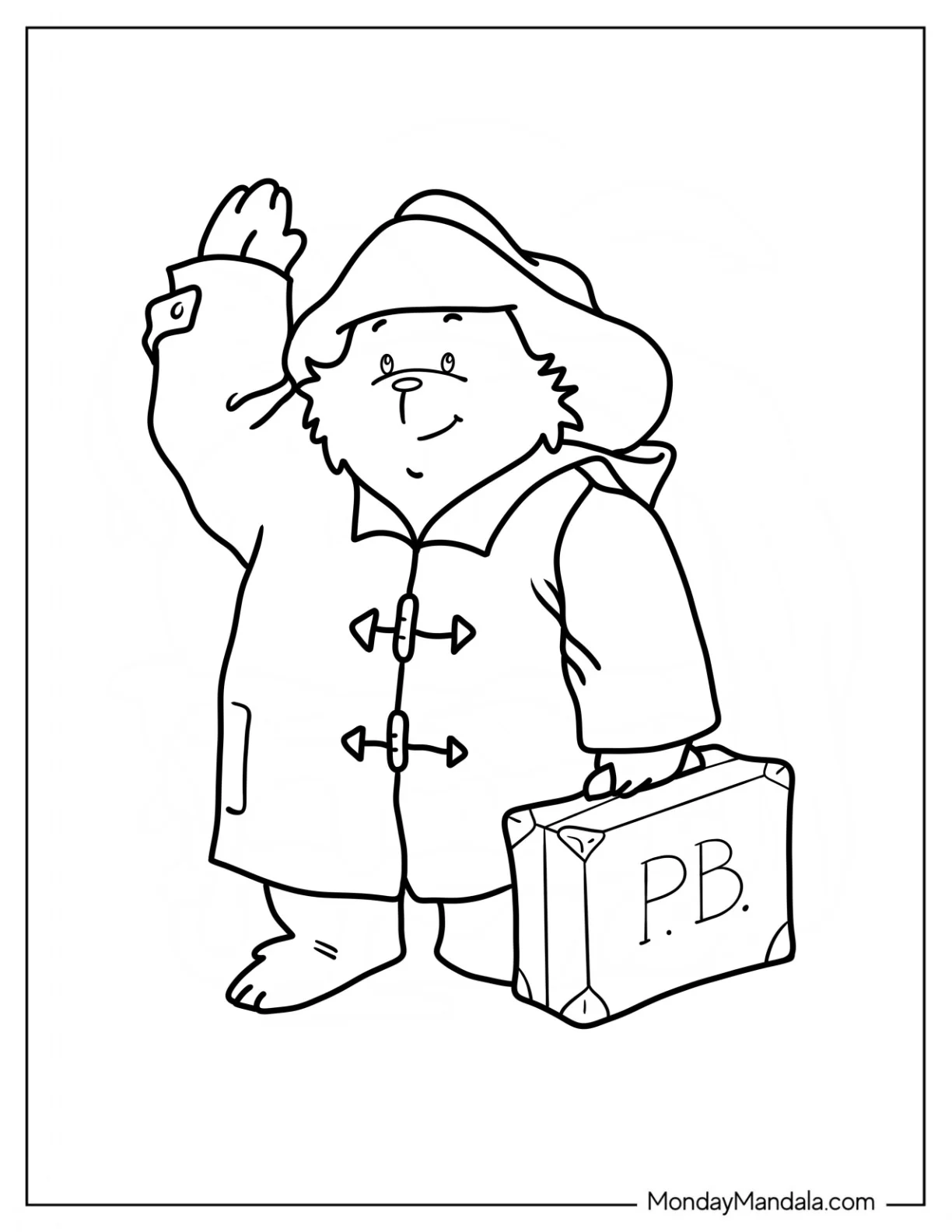 Paddington Coloring Page Waving His Hand coloring page