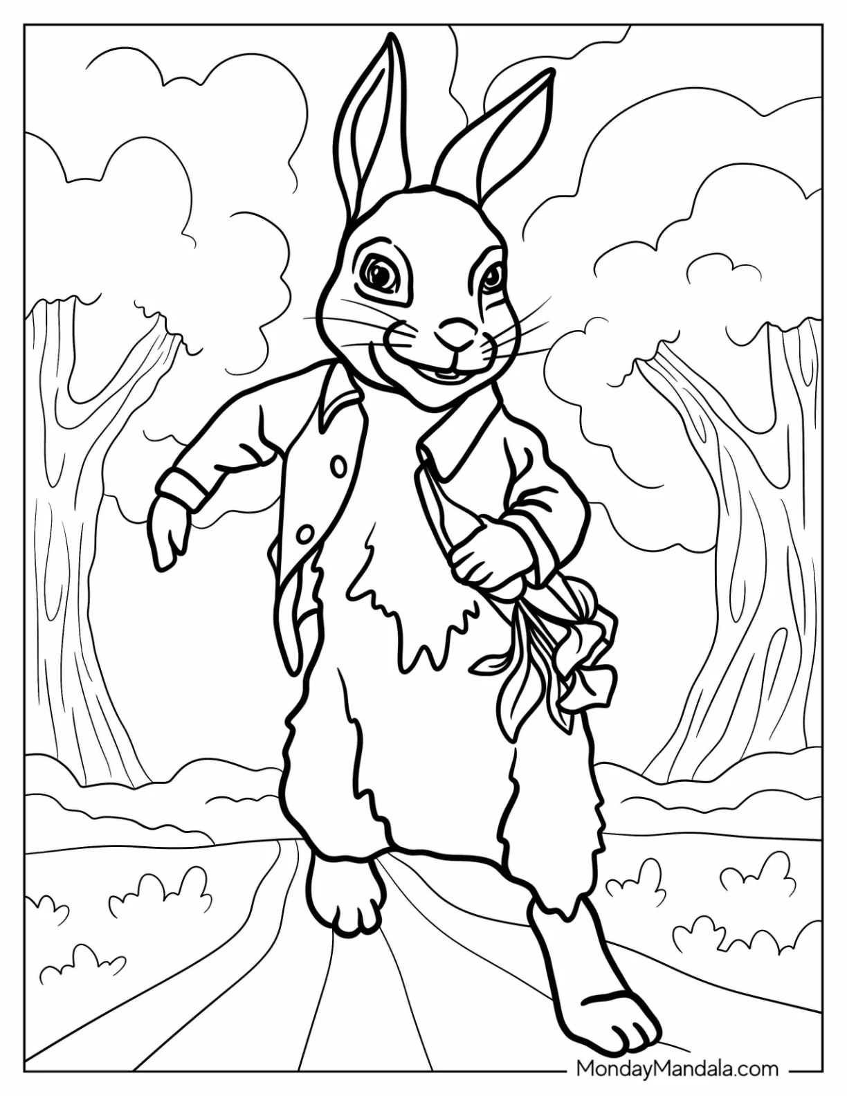 Easy Peter Rabbit Coloring Page Walking Down A Path coloring page
