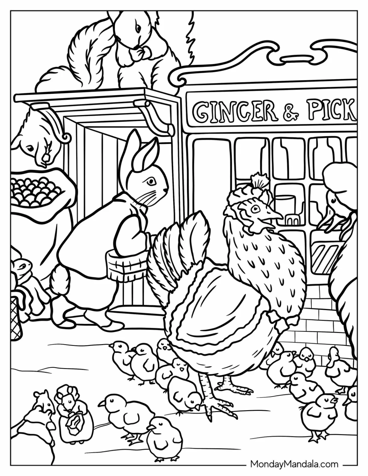 Jemima Puddle Duck, Peter Rabbit Coloring Page, And JW Rooster II coloring page