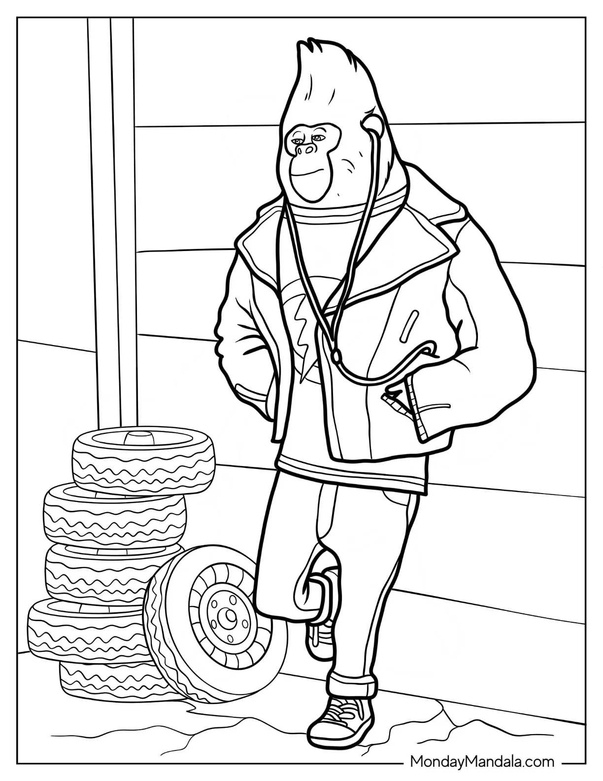Sing Coloring Page Of Easy Johnny With Earphones On coloring page