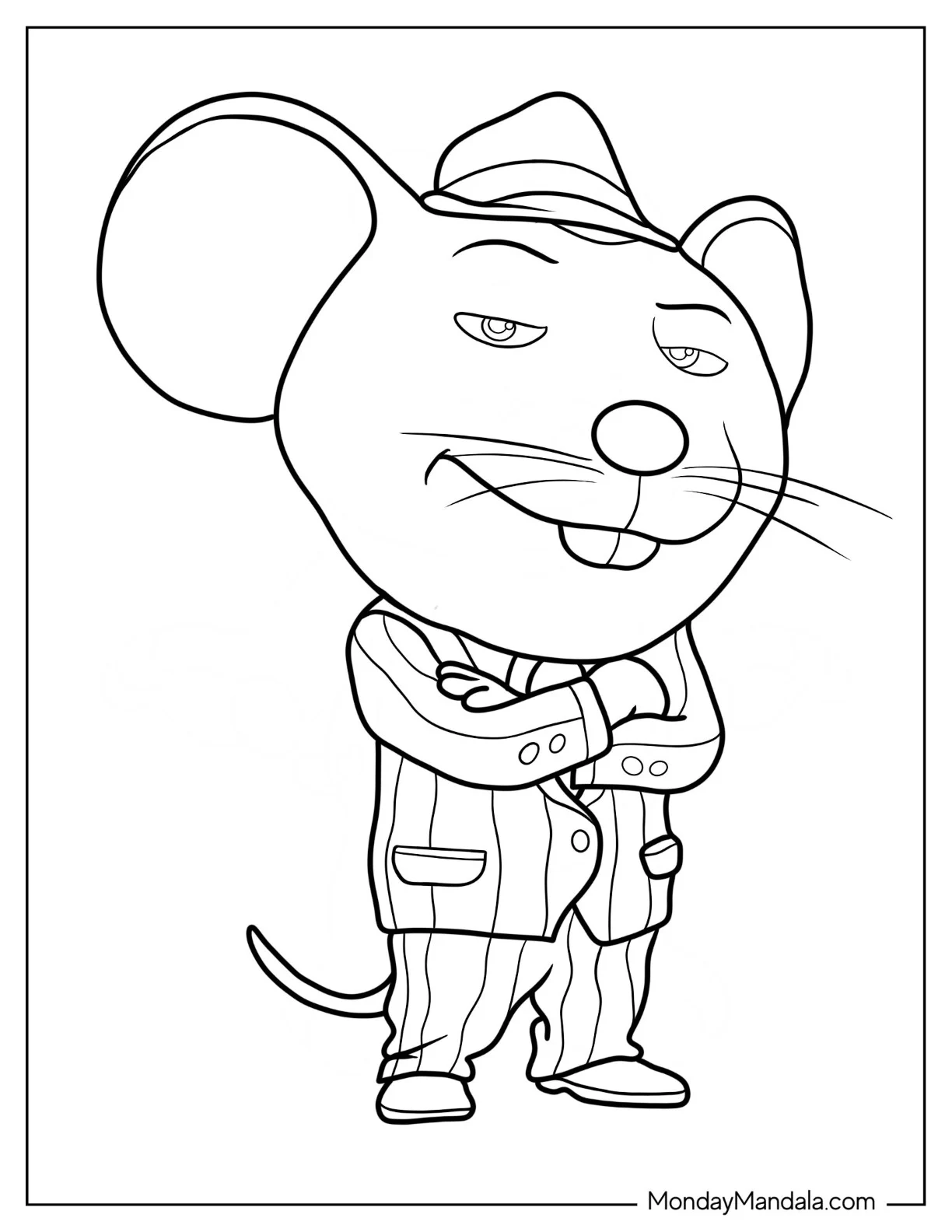Sing Coloring Page Of Easy Outline Of Mike In Suit For Preschoolers coloring page