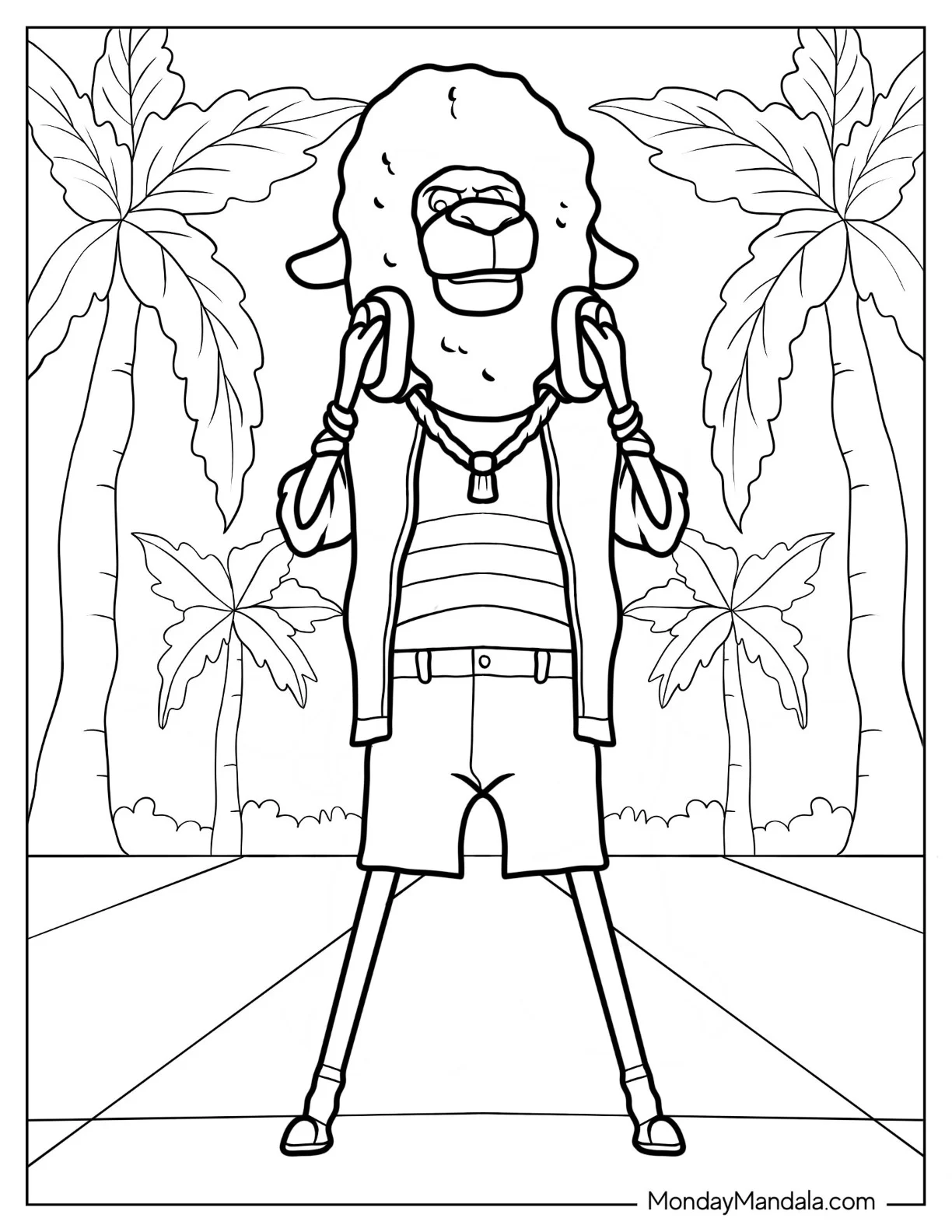 Sing Coloring Page Of Eddie Noodleman With Headphones Around Neck coloring page