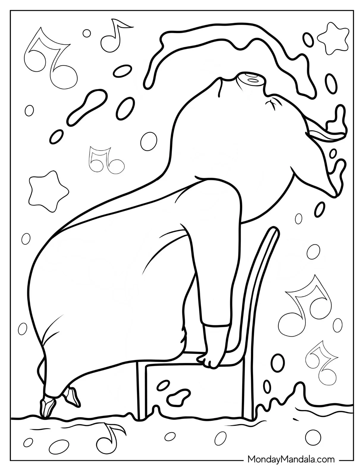 Sing Coloring Page Of Gunter Posing With Chair For Kids coloring page