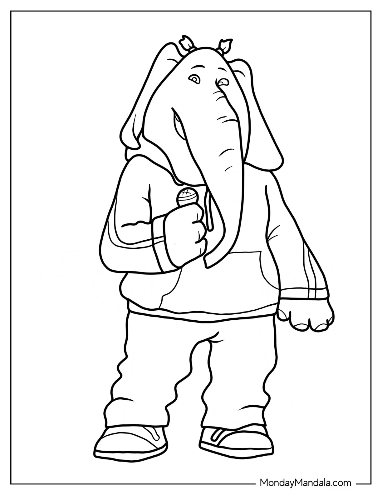 Sing Coloring Page Of Meena Singing On Microphone coloring page