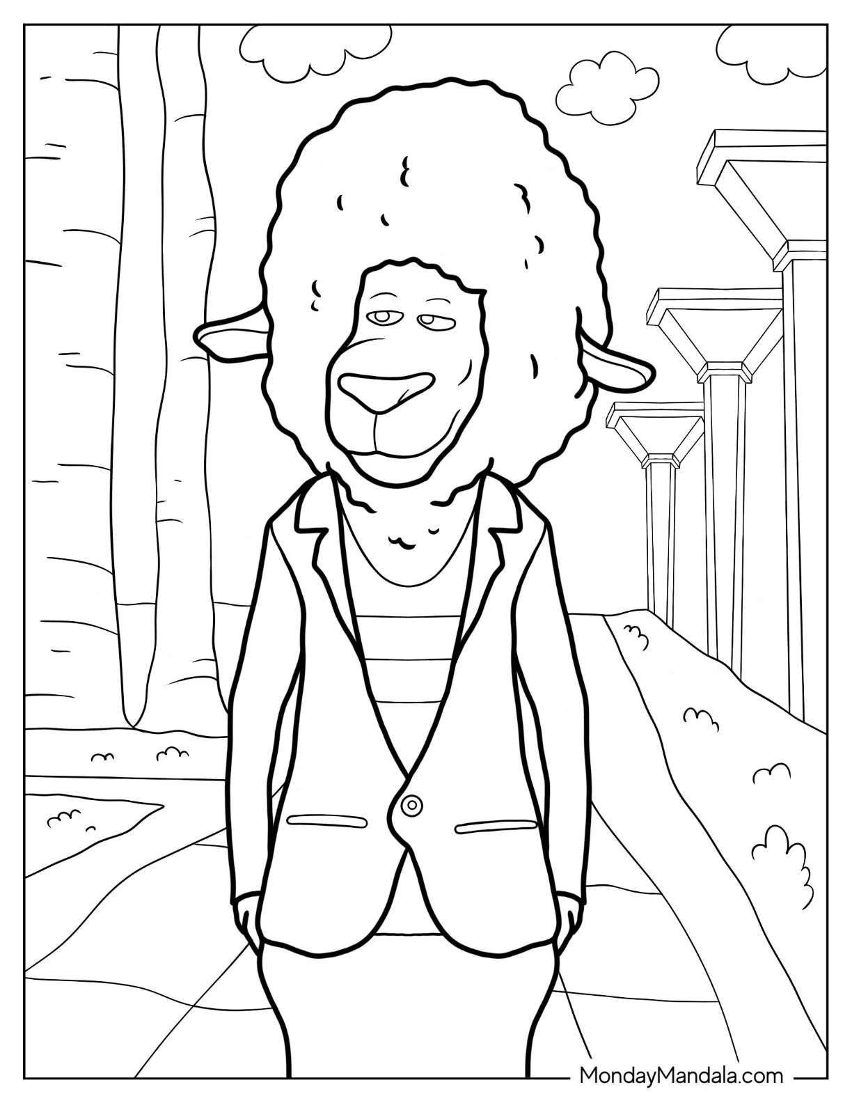 Sing Coloring Page Of Simple Eddie Noodleman Walking coloring page