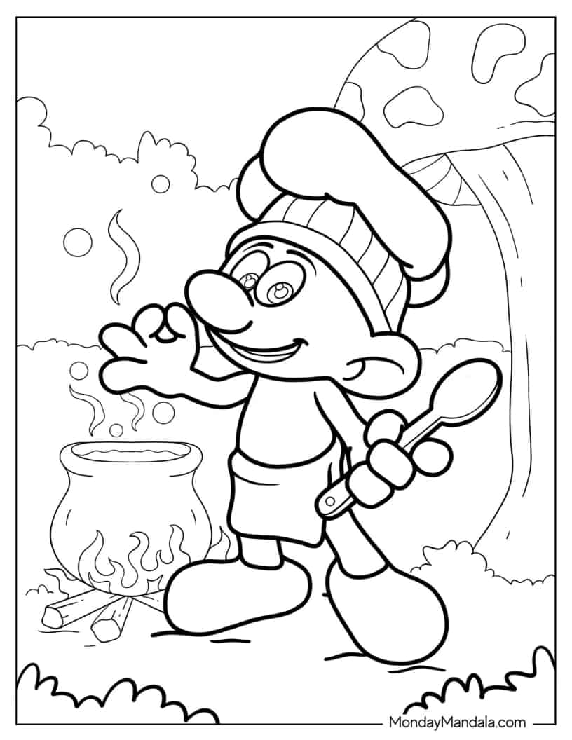 Coloring Page Of Chef Smurf Cooking coloring page