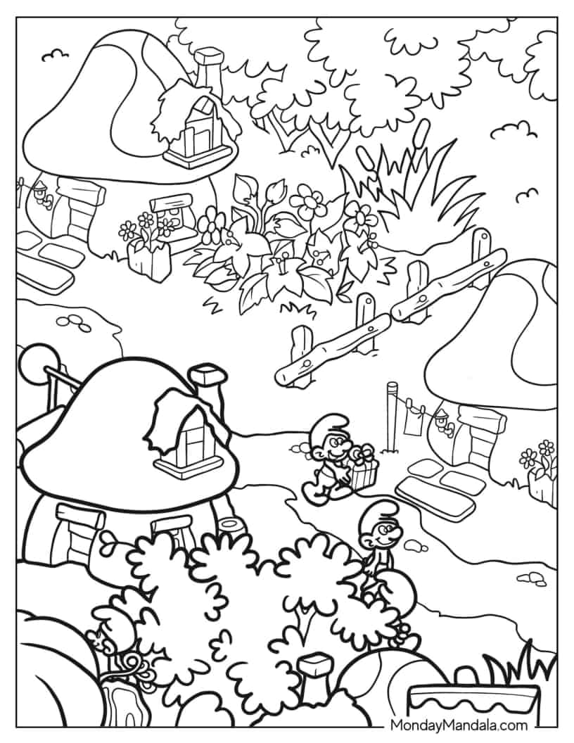 Coloring Page Of Smurf Village coloring page