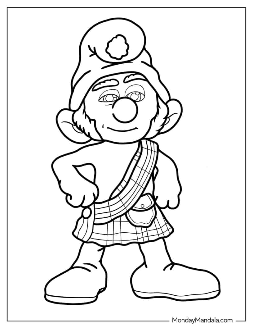 Easy Outline Of Gutsy Smurf coloring page
