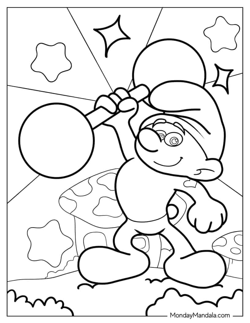 Easy Outline Of Hefty Smurf Coloring Page For Kids coloring page