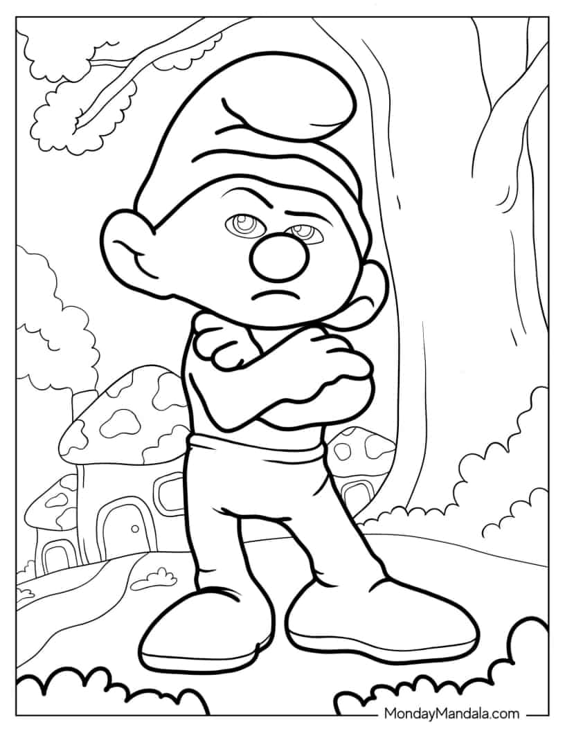 Grouchy Smurf coloring page