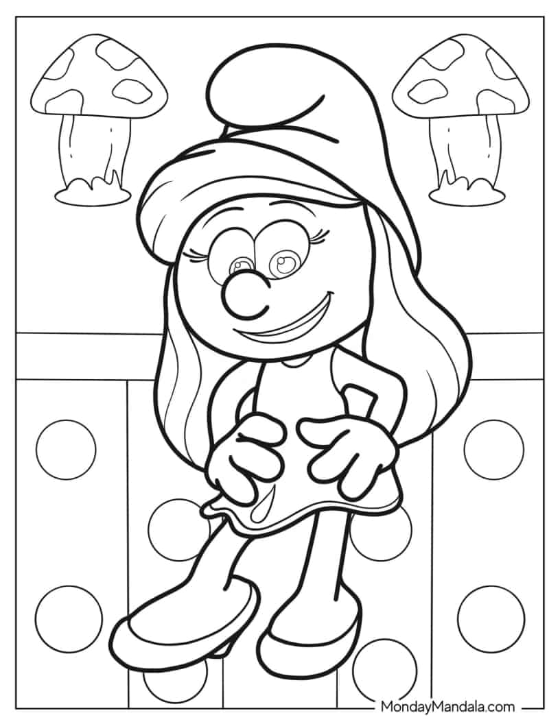 Smurfette In Pretty Dress coloring page