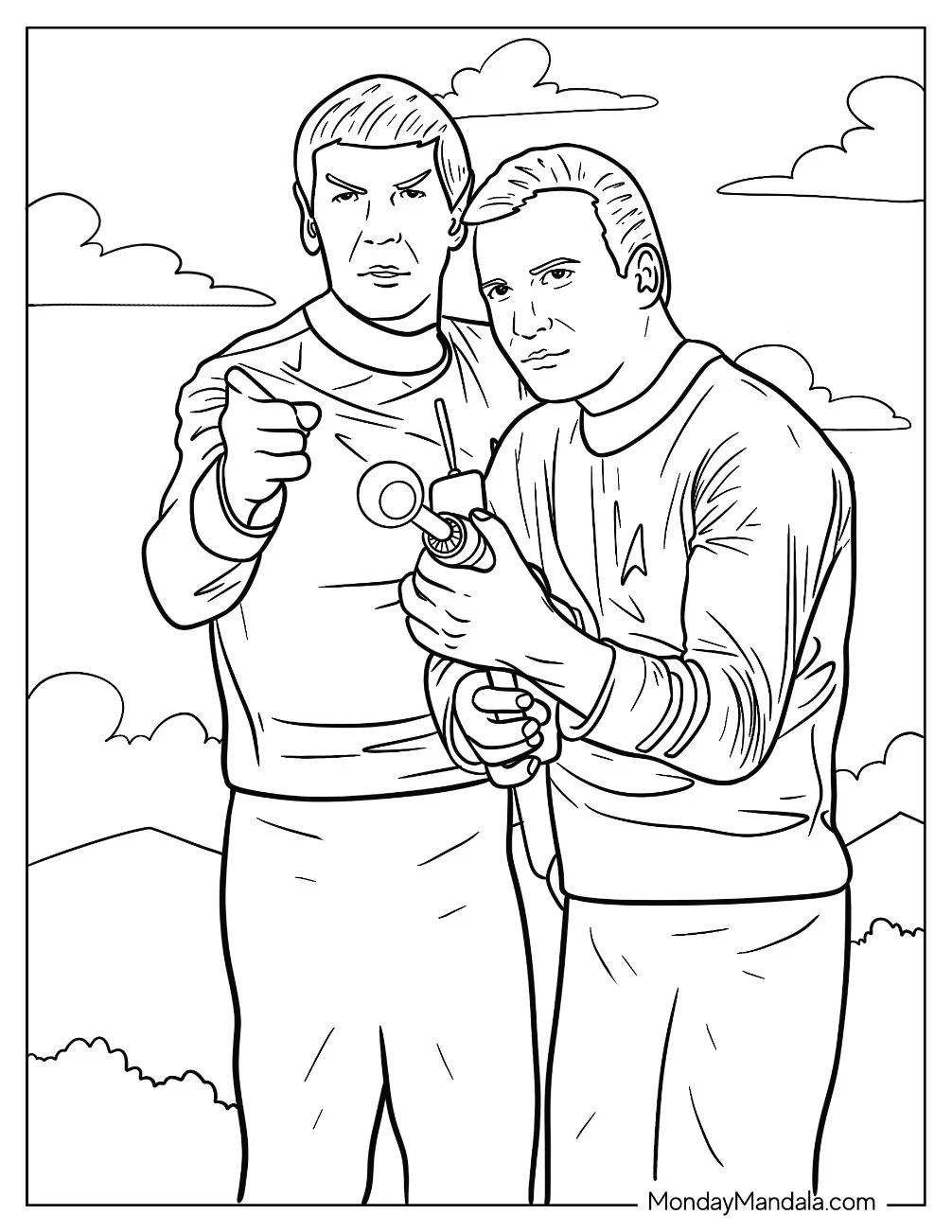 Realistic Spock And Admiral Kirk Star Trek Coloring Page coloring page