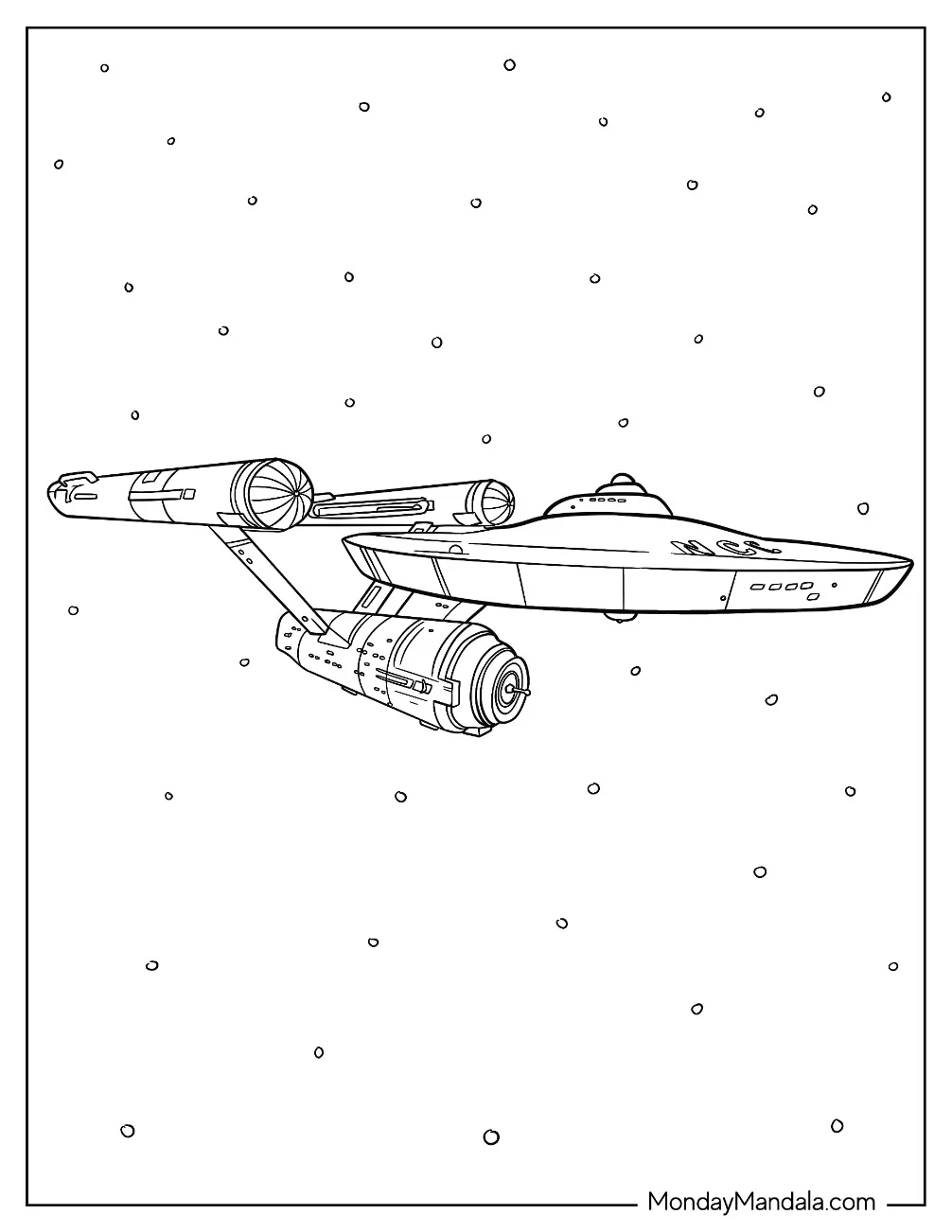Simple Star Trek Coloring Page Of USS Exeter Outline coloring page