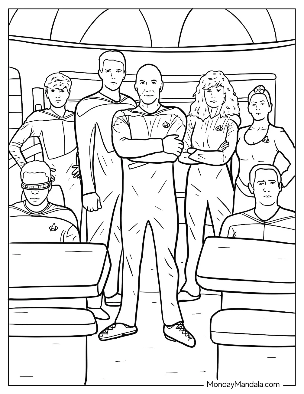 Star Trek Coloring Page Of Next Generation Poster Of Crew coloring page