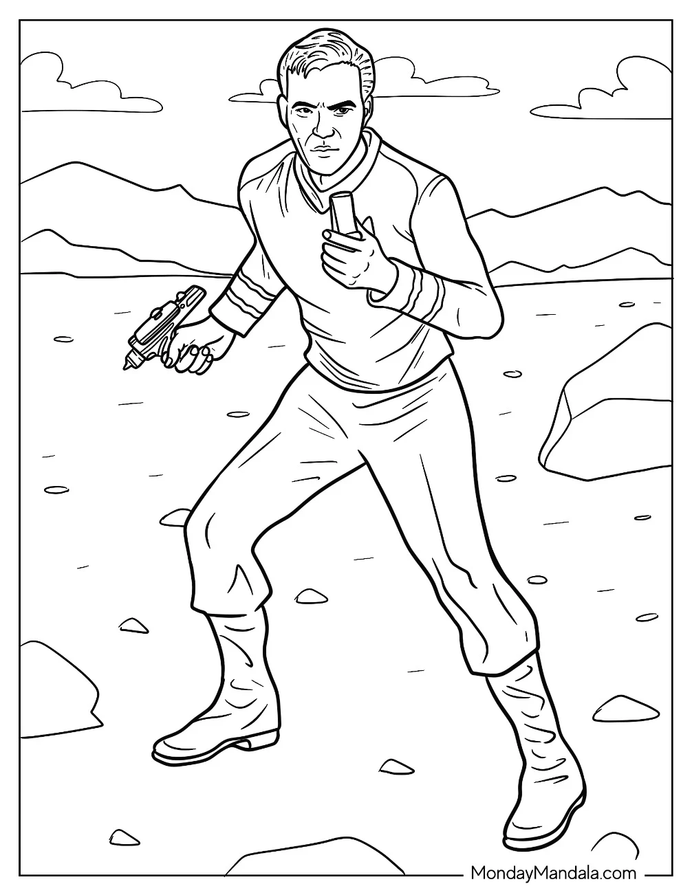 Star Trek Coloring Page Of William Shatner As Admiral James Kirk coloring page
